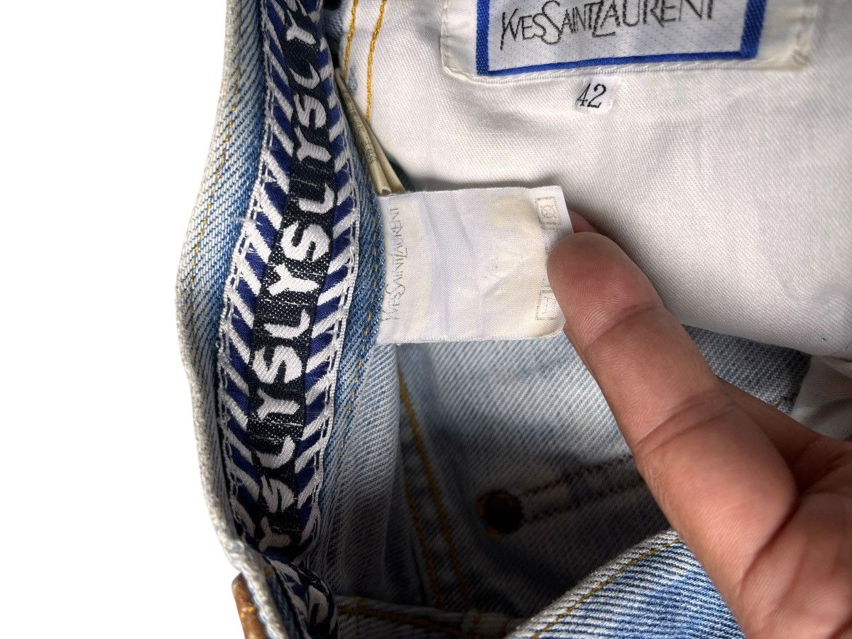 Yves Saint Laurent Yves Saing Laurent Leather Patch Denim Pants Size US 27 - 9 Thumbnail