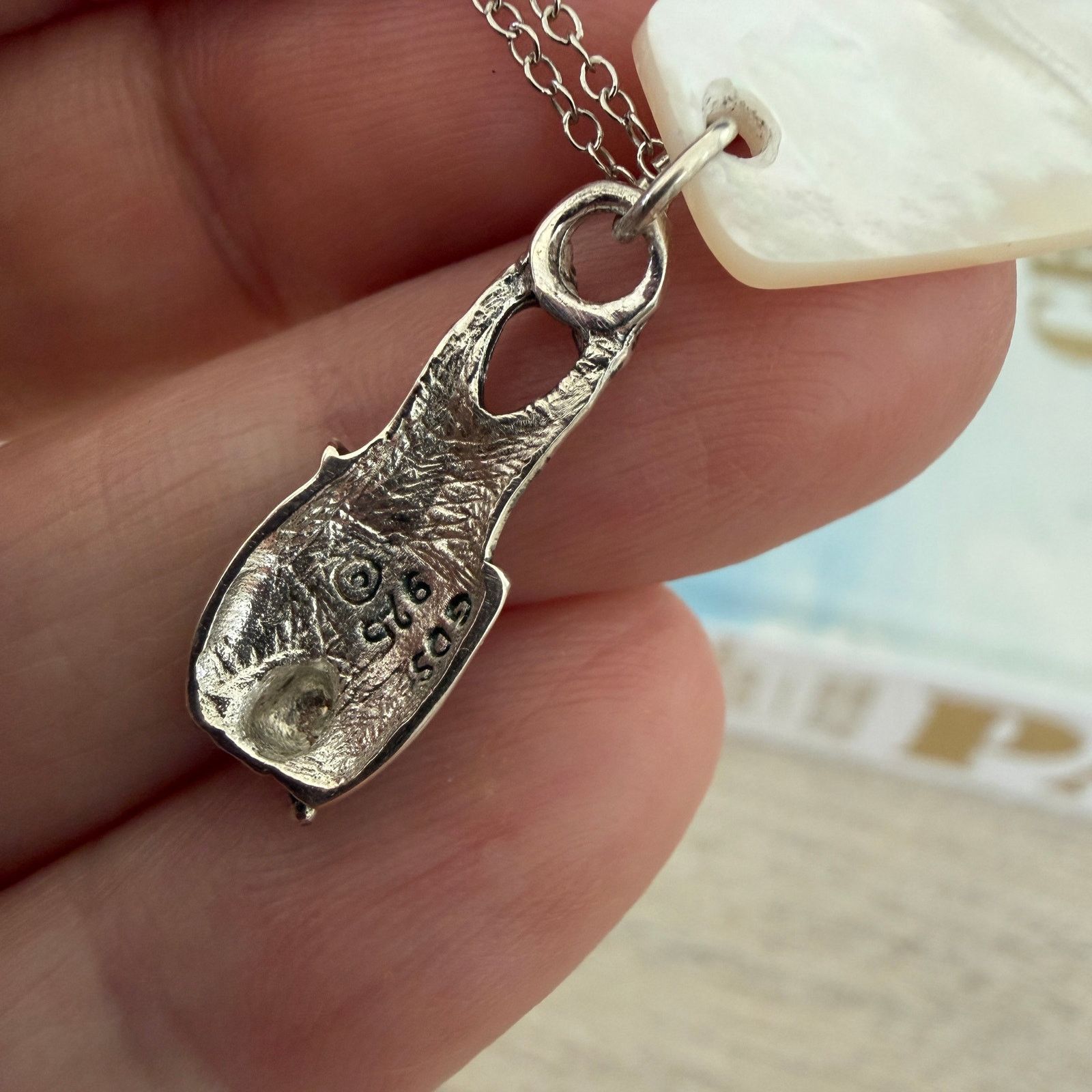 Other Sterling Silver Bat Pendant Mother of Pearl 18" Chain Gothic Size ONE SIZE - 9 Thumbnail