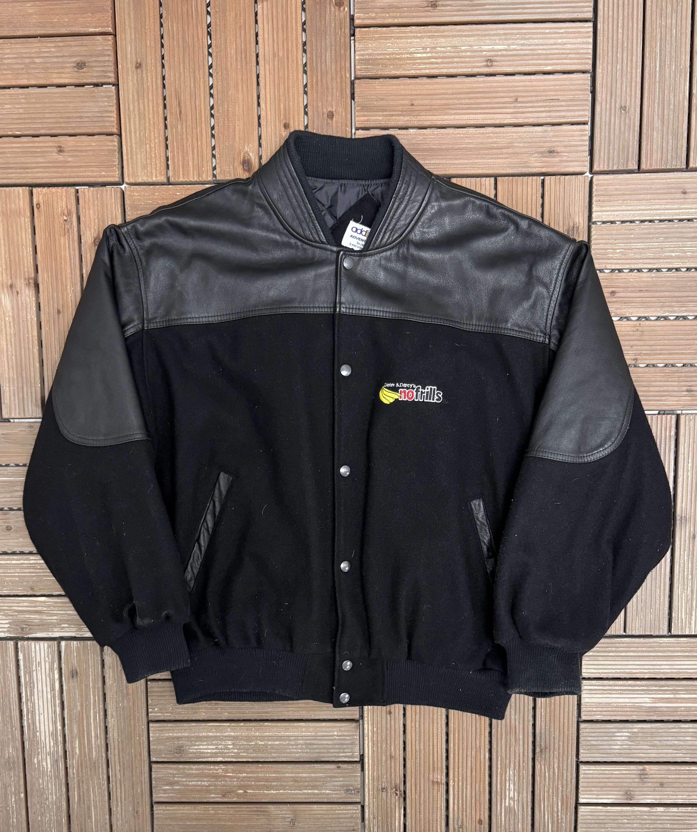 Vintage No Frills Supermarket Vintage Black Varsity Jacket Size US XL / EU 56 / 4 - 1 Thumbnail