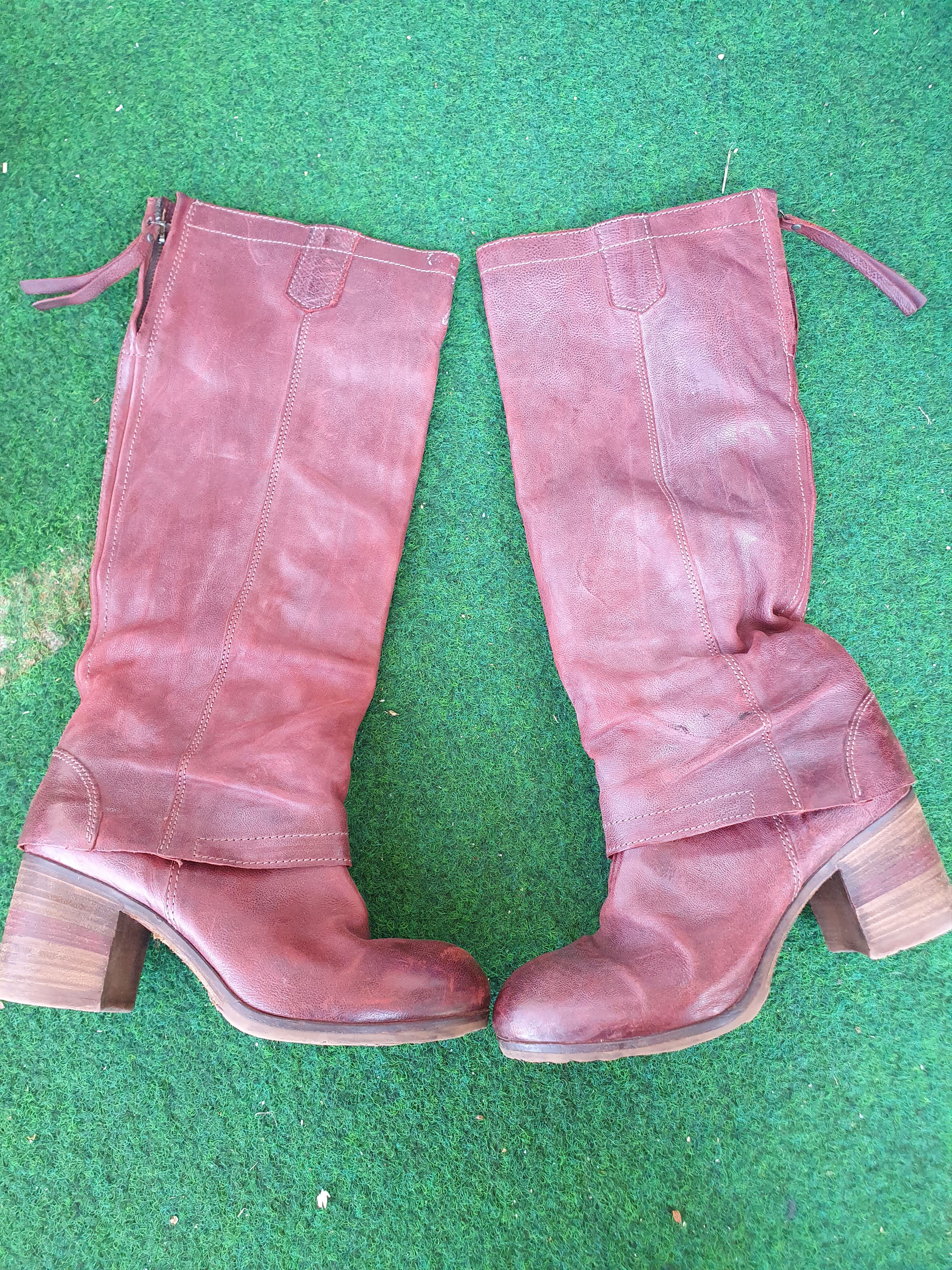 A.S.98 Airstep Long Knee Heels Leather Zipper Biker Boots 38 Size US 8 / IT 38 - 6 Thumbnail