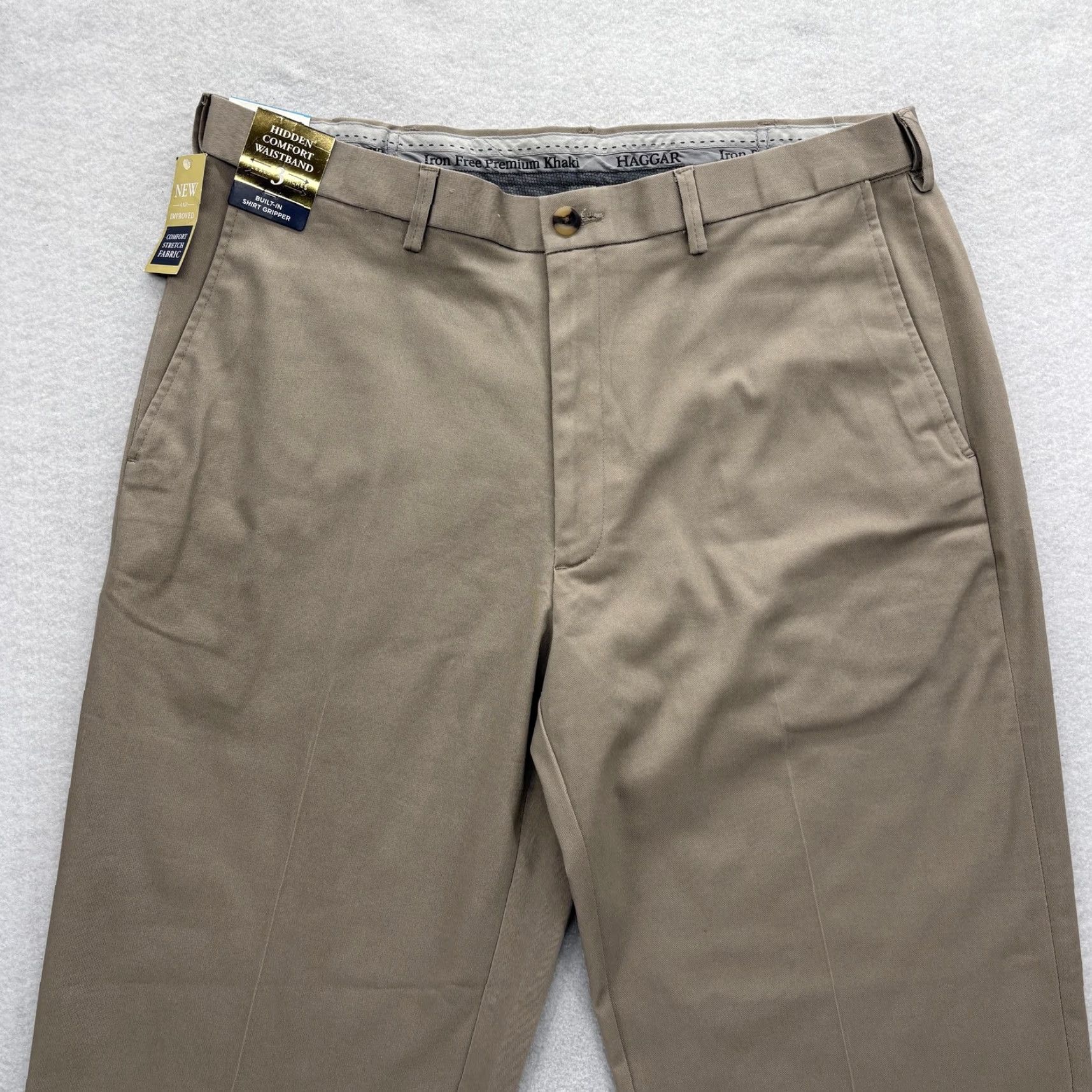 Haggar Haggar Iron Free Premium Khaki Pants Mens 36x34 Beige Classic Fit Stretch NWT Pants Mens 36 Beige Classic Fit Khaki Iron Free Premium Haggar NWT Size US 36 / EU 52 - 3 Thumbnail
