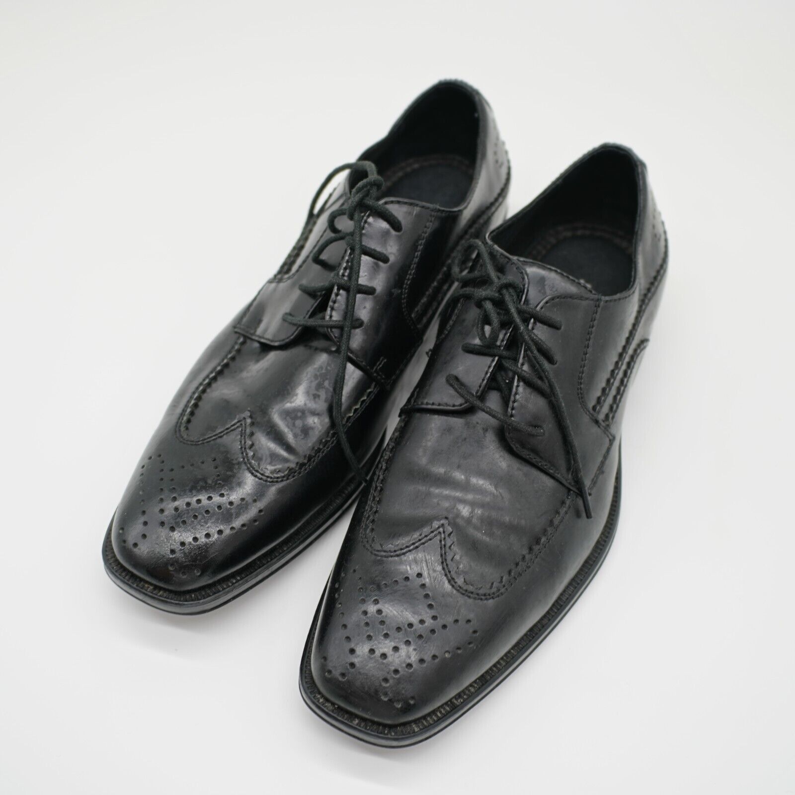 Johnston & Murphy Johnston & Murphy Black Leather Brogue Wing Tip 9 M Dress Sh Size US 9 / EU 42 - 3 Thumbnail