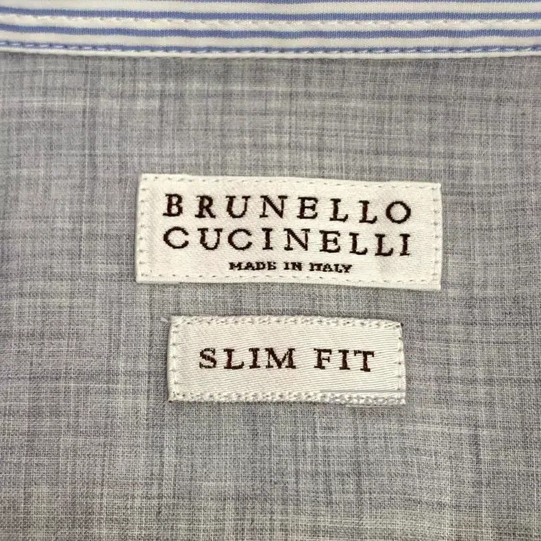 Brunello Cucinelli Brunello Cucinelli Light Blue Vertical Striped Cotton Coll Size S / US 4 / IT 40 - 5 Thumbnail
