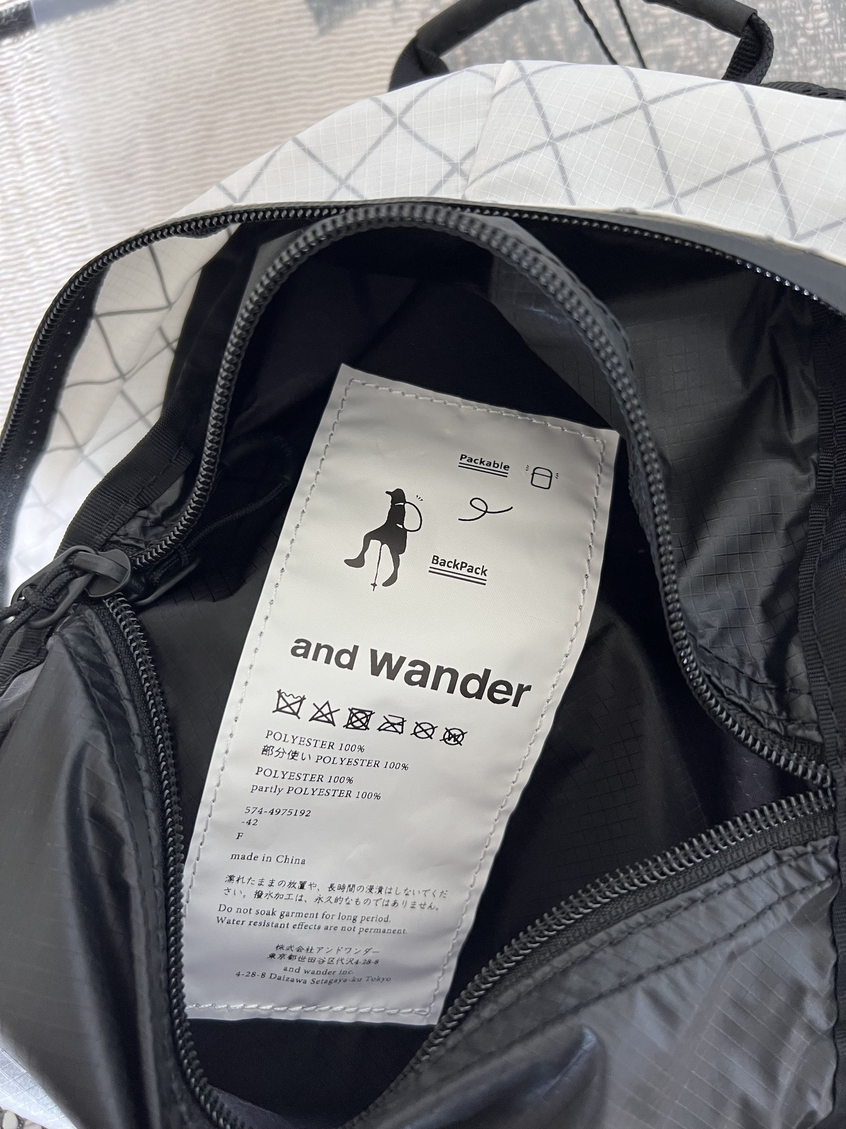 And Wander and Wander Ecopak 20L Daypack Backpack in White Size ONE SIZE - 8 Thumbnail