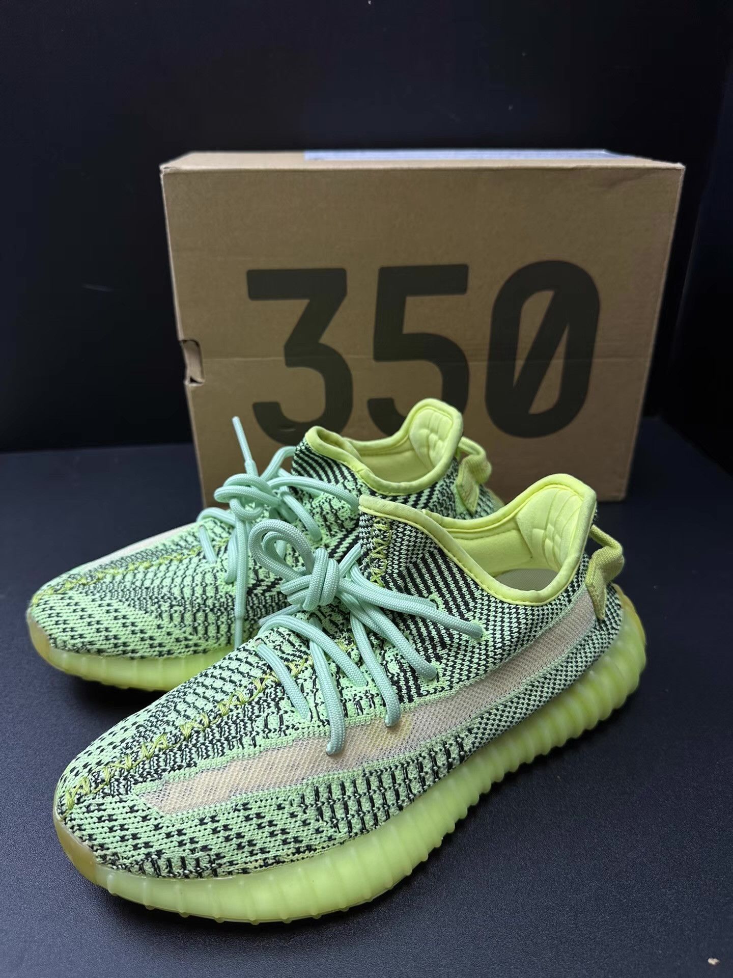Yeezy Yeezy 350 Black Green Ｑ20 Size US 5.5 / EU 38 - 1 Thumbnail