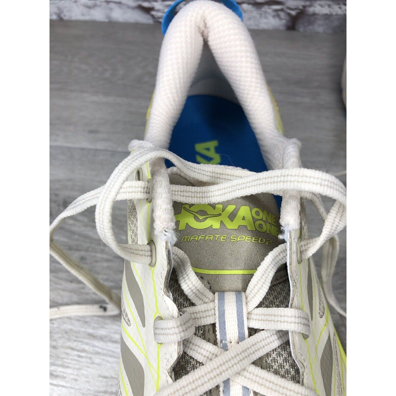 Hoka Hoka One Mafate Speed 2 Eggnog Gray Mesh Neon Yellow Running Size US 14 / EU 47 - 14 Thumbnail