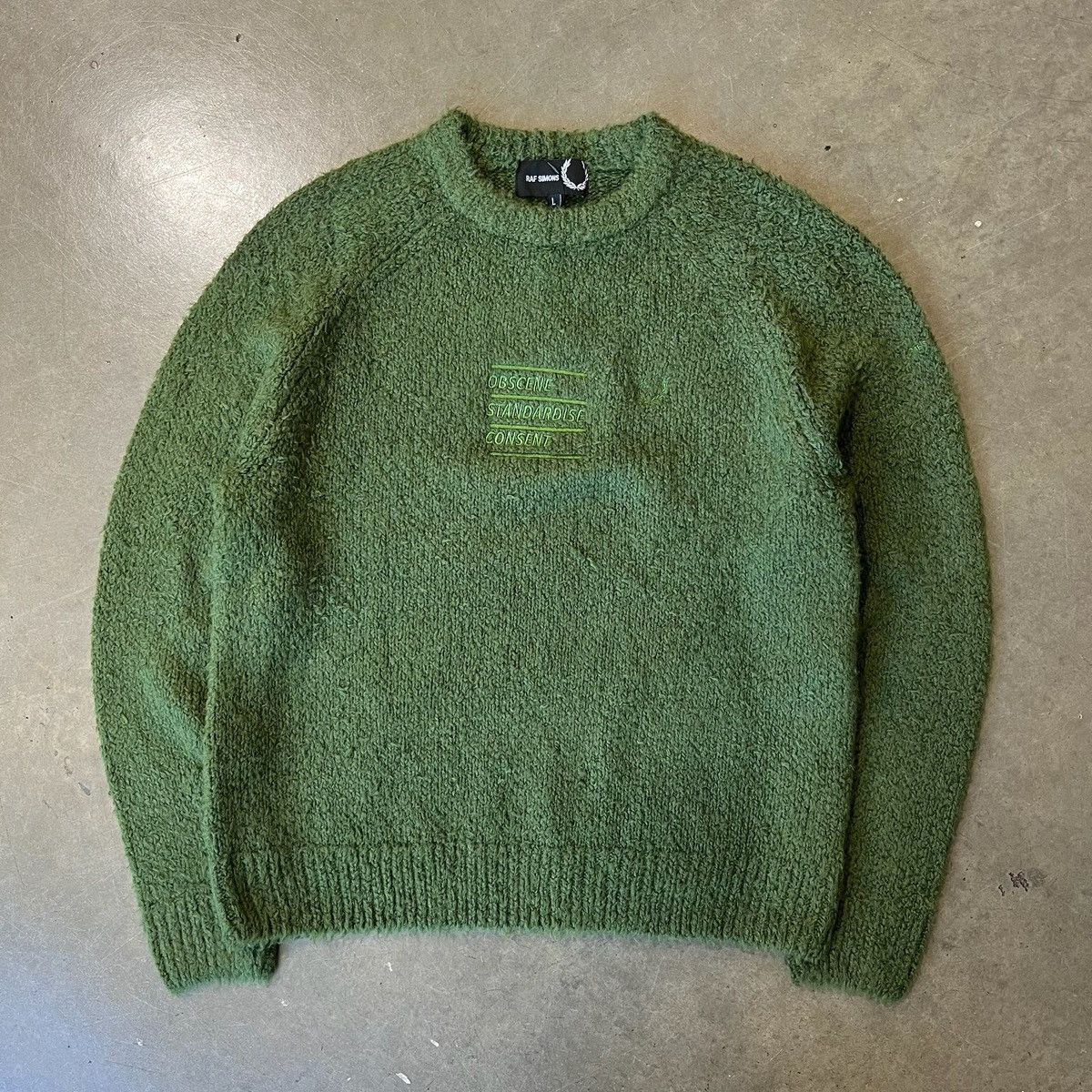 Fred Perry x Raf Simons Fluffy Crew Knit ‘Chive’