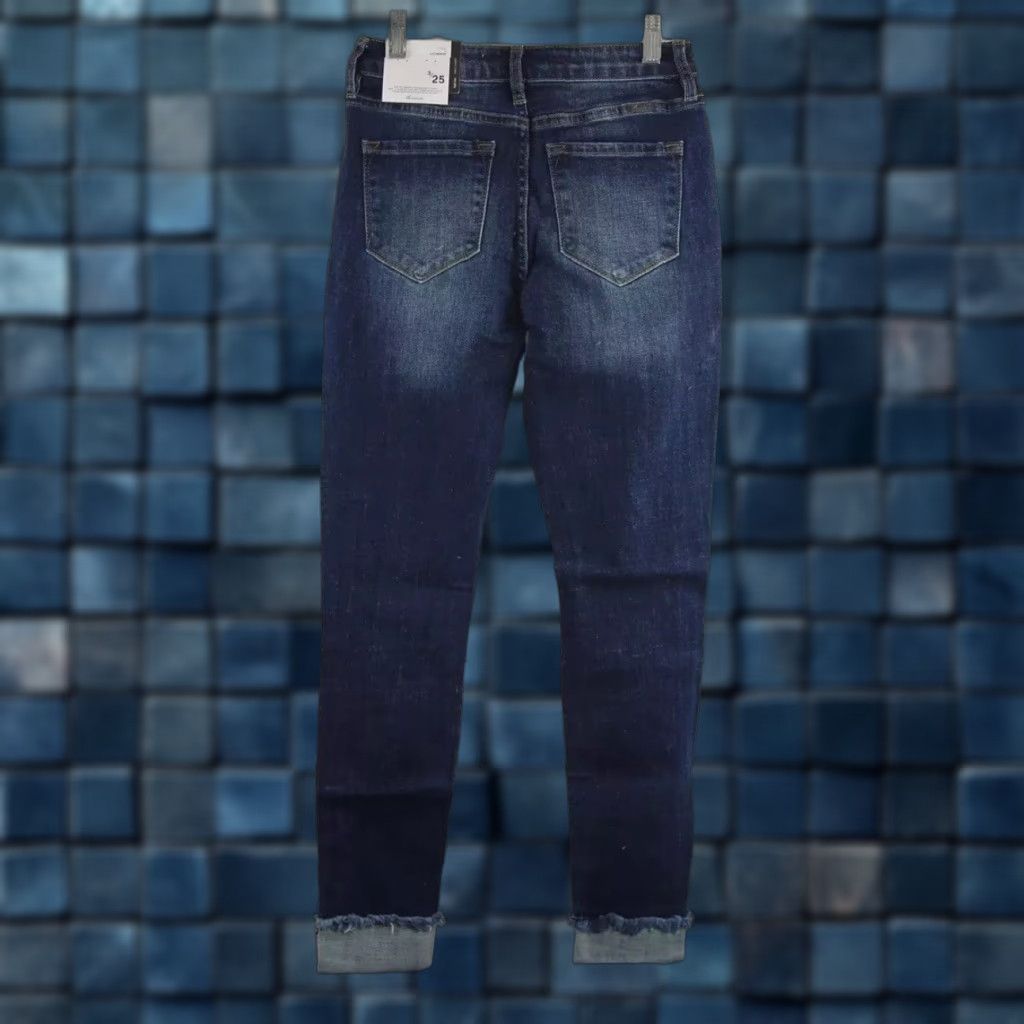 Vintage **KANCAN Women Skinny Jeans Dark Wash HighRise Cuffed Size 3** User: VINTAGE KANCAN Women Skinny Jeans Dark Wash HighRise Cuffed Size 3 Size 26" / US 2 / IT 38 - 1 Thumbnail
