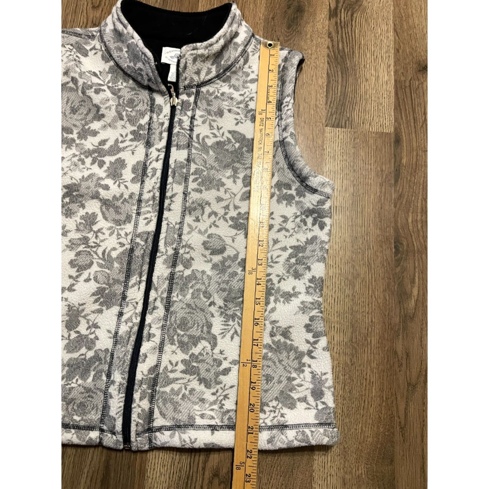 Vintage Moving Bleu Jacket, Floral, White, Full Zip, Vest, Women's Medium, Regular, Polyester, Casual, Fall Spring Summer, Adults? Womens Size M / US 6-8 / IT 42-44 - 6 Thumbnail