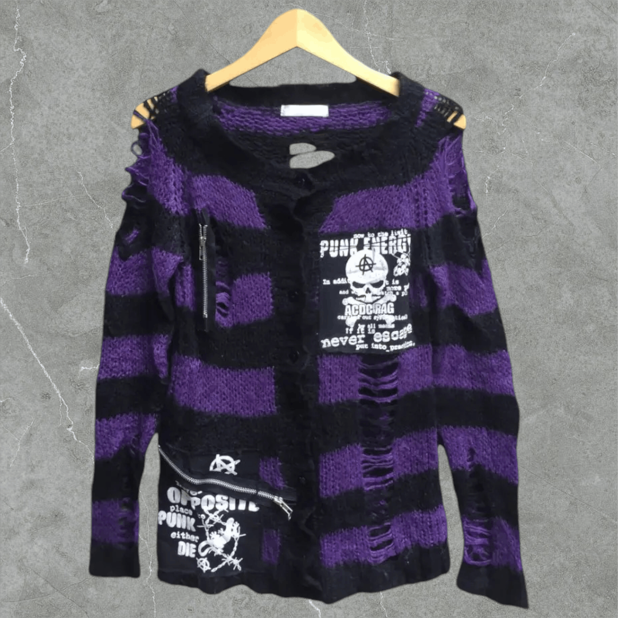 Japanese Brand ACDC RAG Grunge crazy distressed knit ifsixwasnine style Size US M / EU 48-50 / 2 - 1 Thumbnail