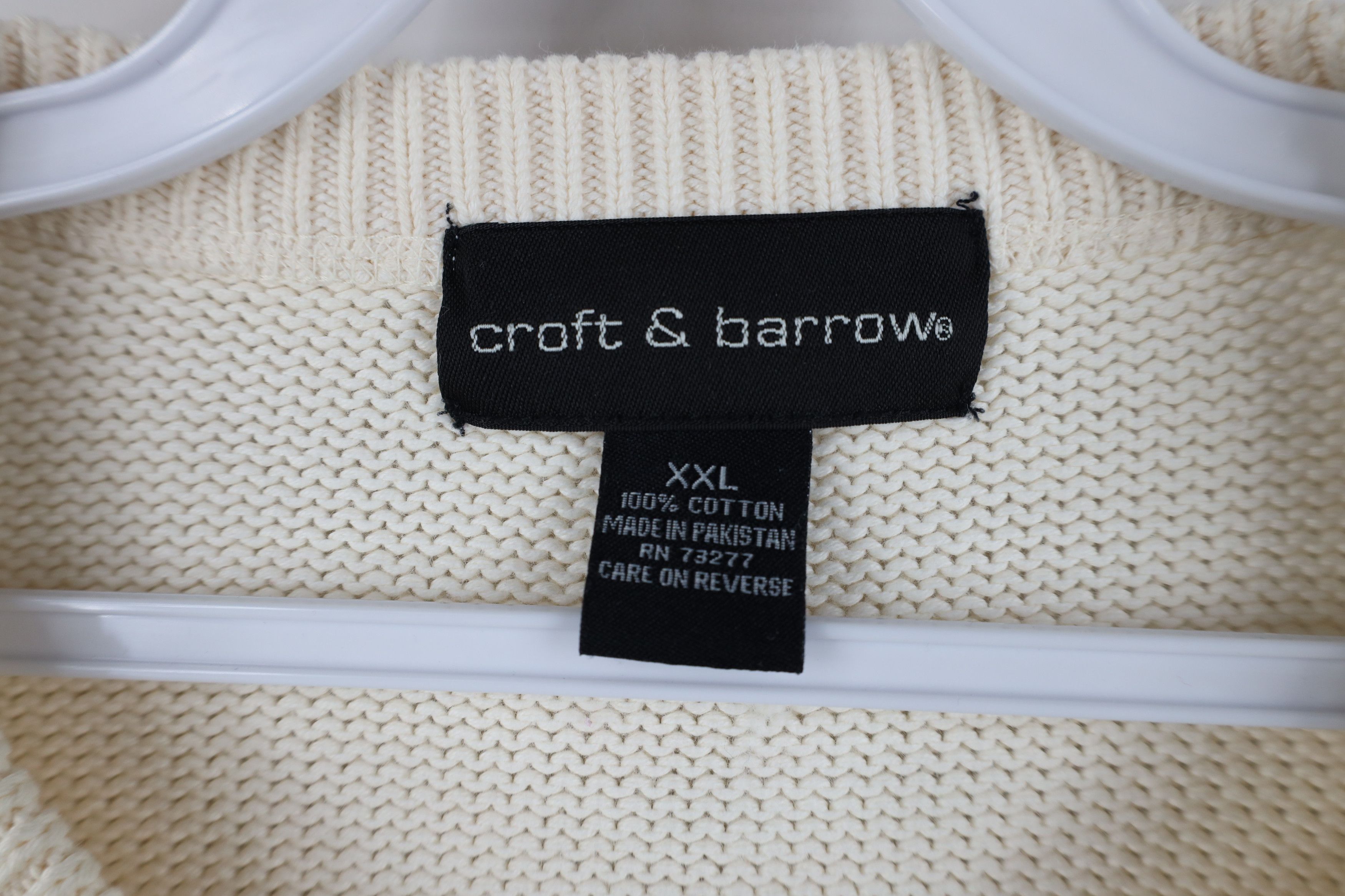 Vintage Vintage 90s Streetwear Heavyweight Cotton Knit Sweater Cream Size US XXL / EU 58 / 5 - 4 Thumbnail