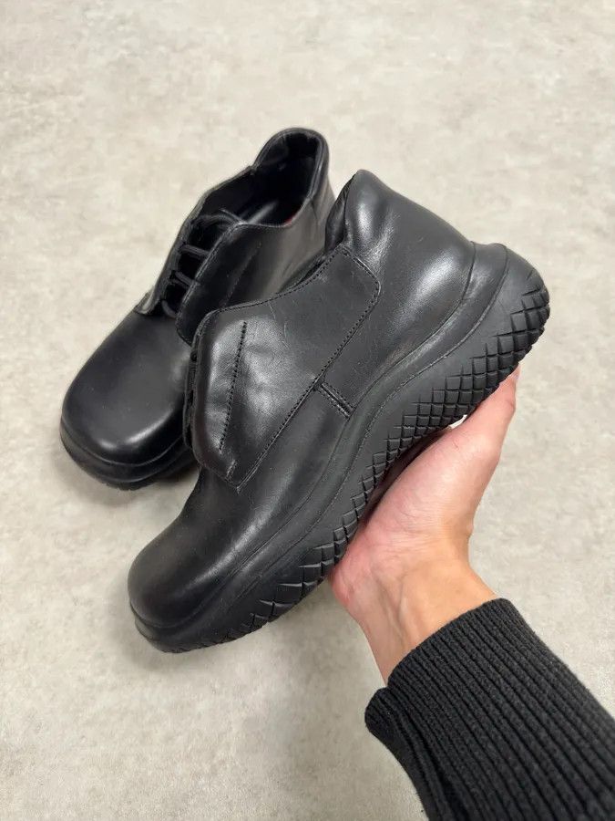 Prada AW1999 Prada Black Leather Lace-Up Vibram Sole Low Boots Size US 5.5 / IT 35.5 - 5 Thumbnail