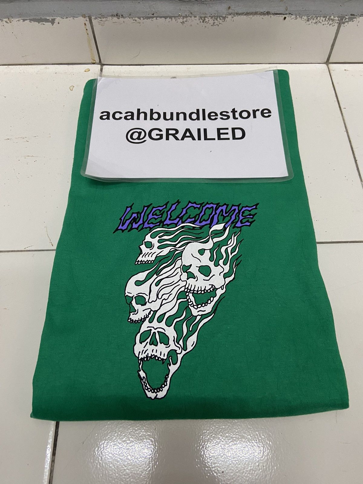 Welcome Skateboards WELCOME SKATEBOARD SKULL FLAME TEE SHIRT Size US L / EU 52-54 / 3 - 12 Thumbnail