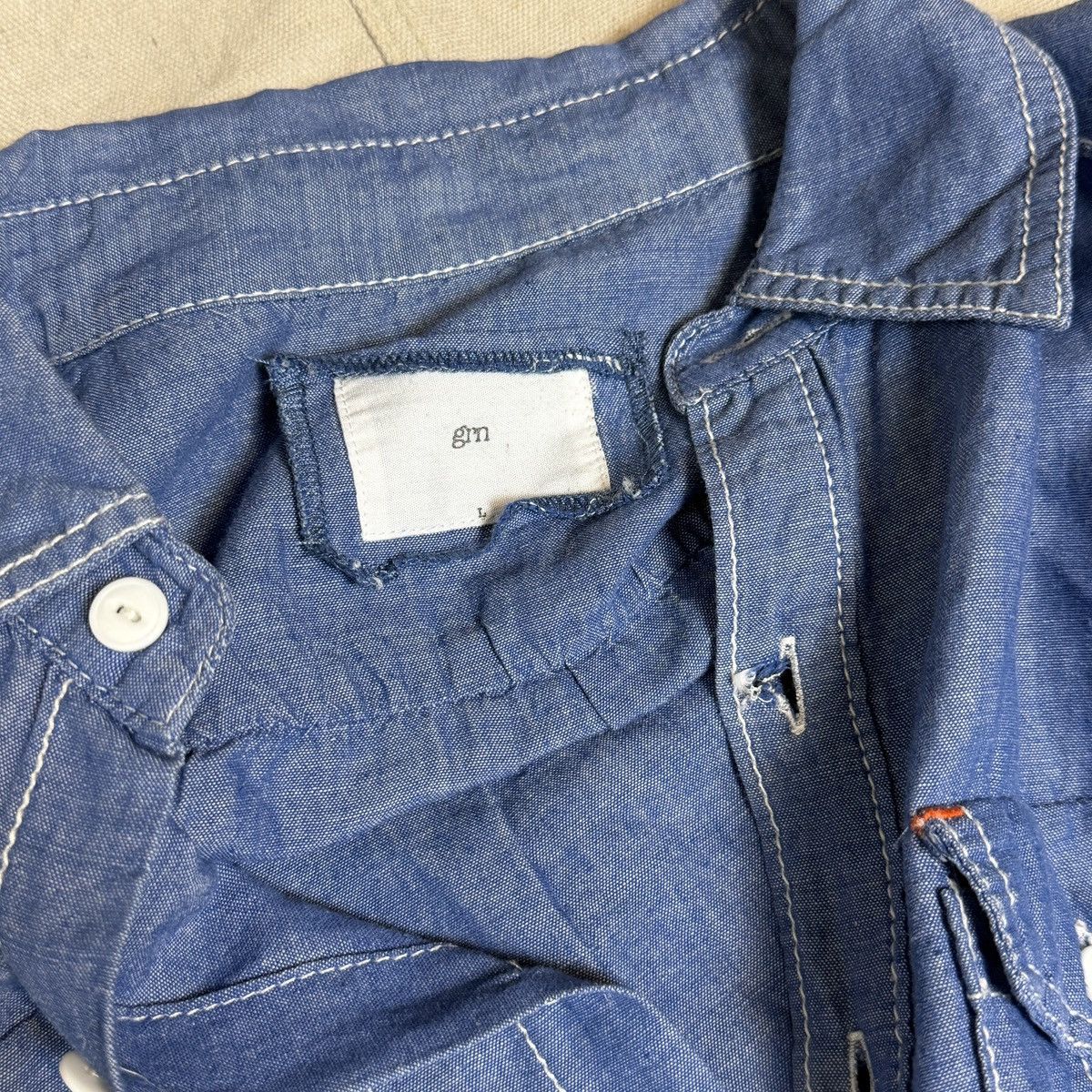 GRN [GRN] Stitched Detail Chambray Work Shirt Size US L / EU 52-54 / 3 - 4 Thumbnail
