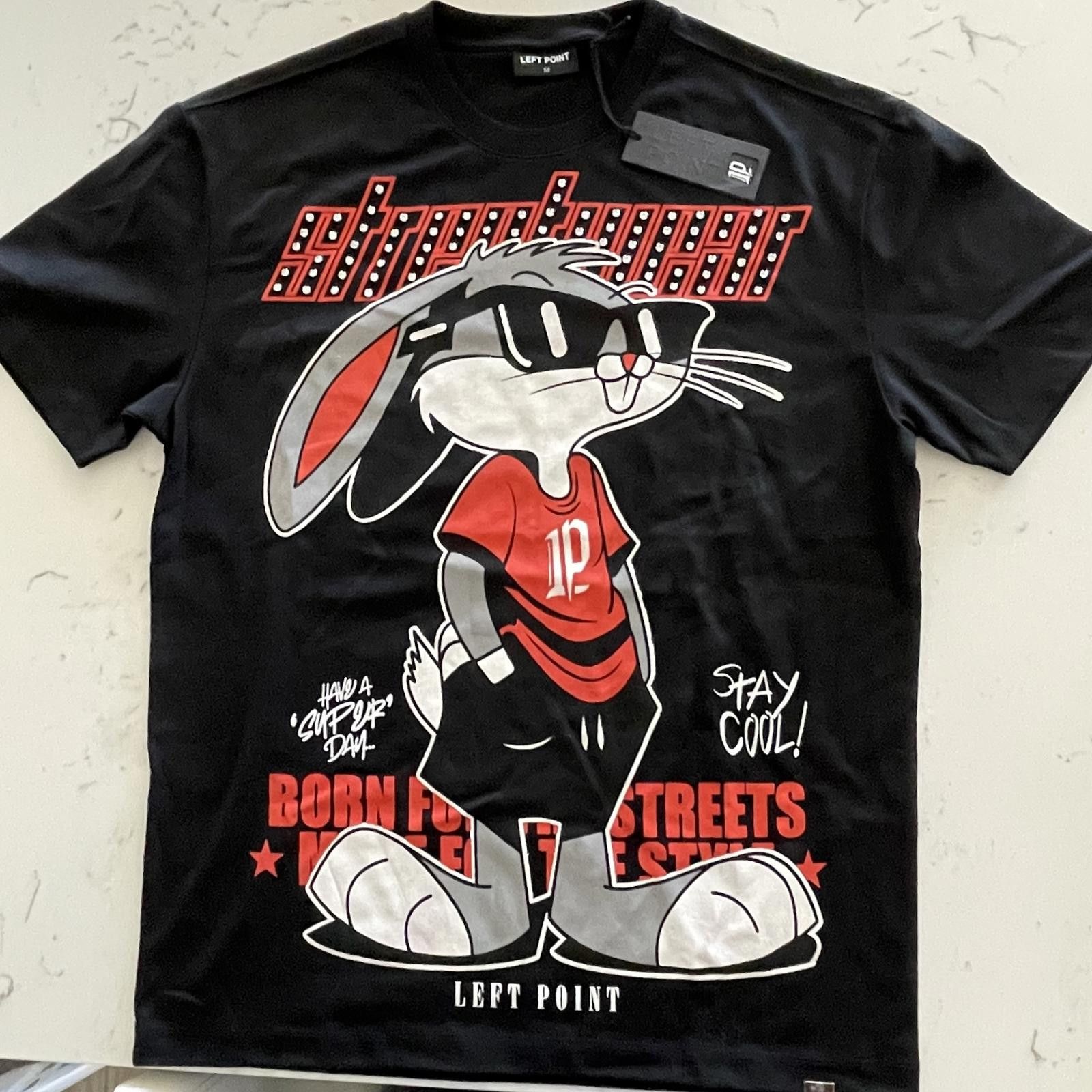 Other Left Point Black Graphic Bunny T-Shirt - Medium Size ONE SIZE - 1 Preview