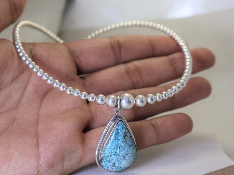 Handmade Turquoise Necklace, Handmade 925 Sterling Silver Necklace Size ONE SIZE - 3 Thumbnail