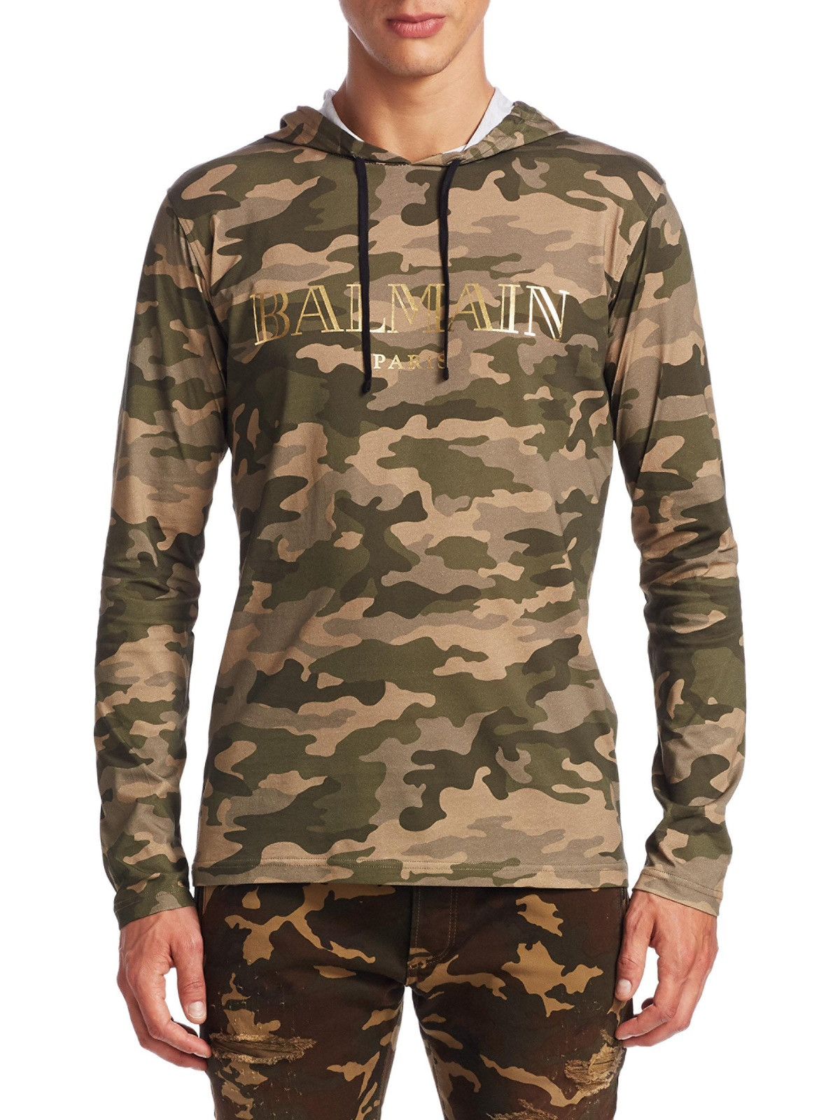 Balmain AW17 Balmain Logo Camo Print Thin Hoodie Size US S / EU 44-46 / 1 - 4 Thumbnail
