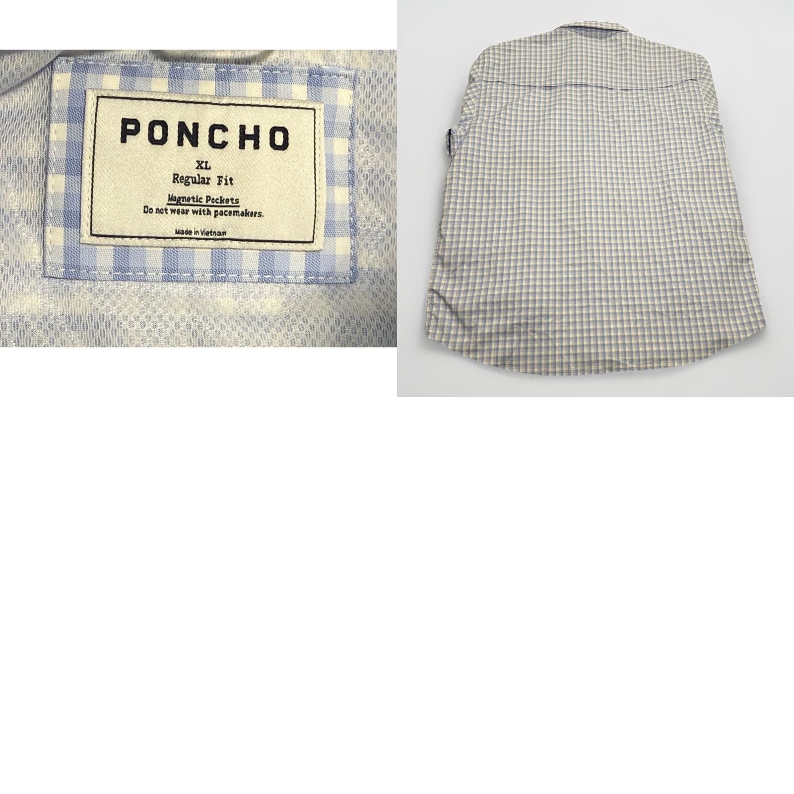 Vintage Poncho Shirt XL Blue Plaid Workwear NWT Magnetic Pockets Button-Up Regular Fit Mens Size US XL / EU 56 / 4 - 8 Thumbnail