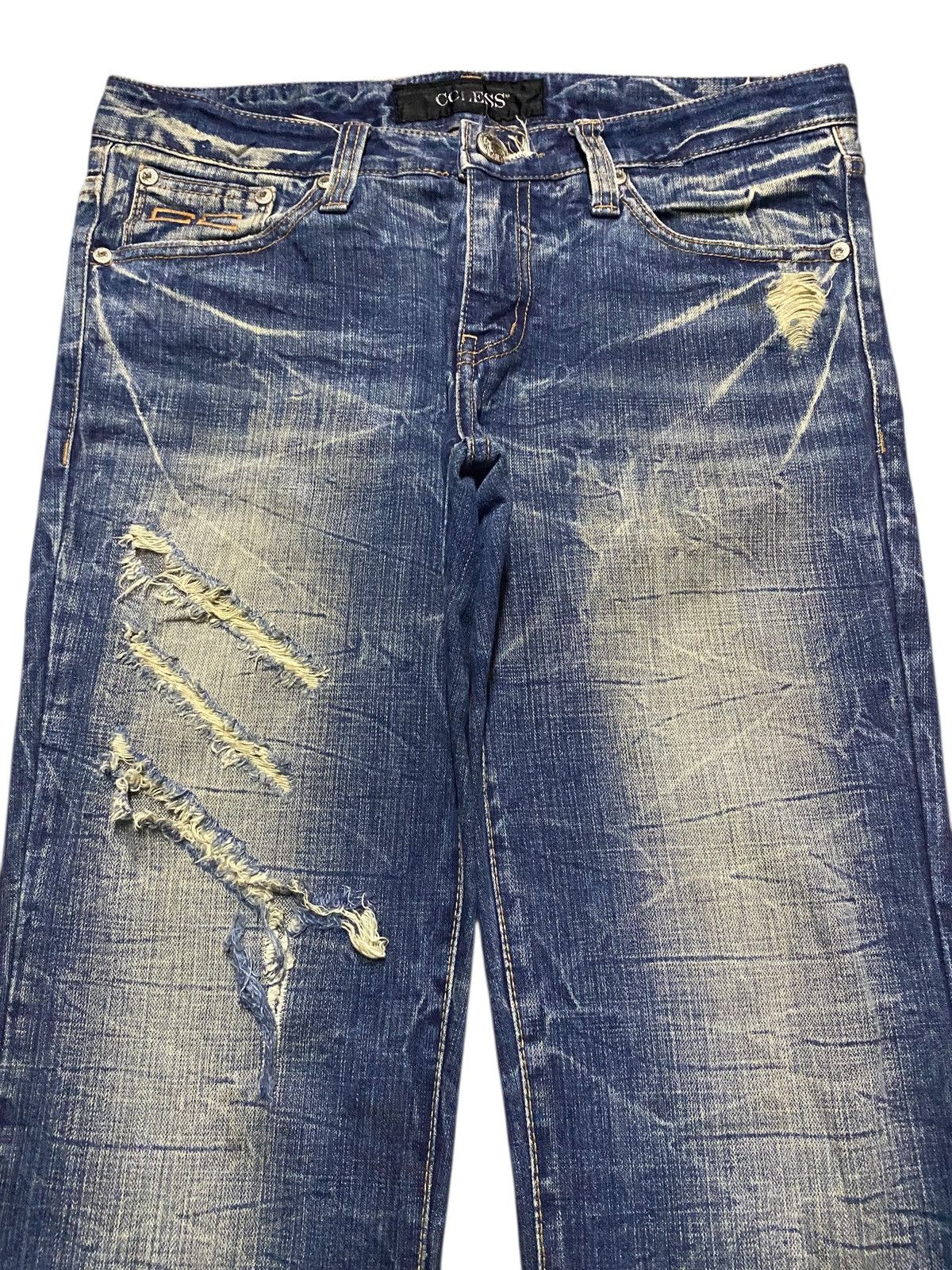 Blue Blue Japan Japanese Brand CCless Distressed Thunder Flare Jeans Size US 32 / EU 48 - 3 Thumbnail