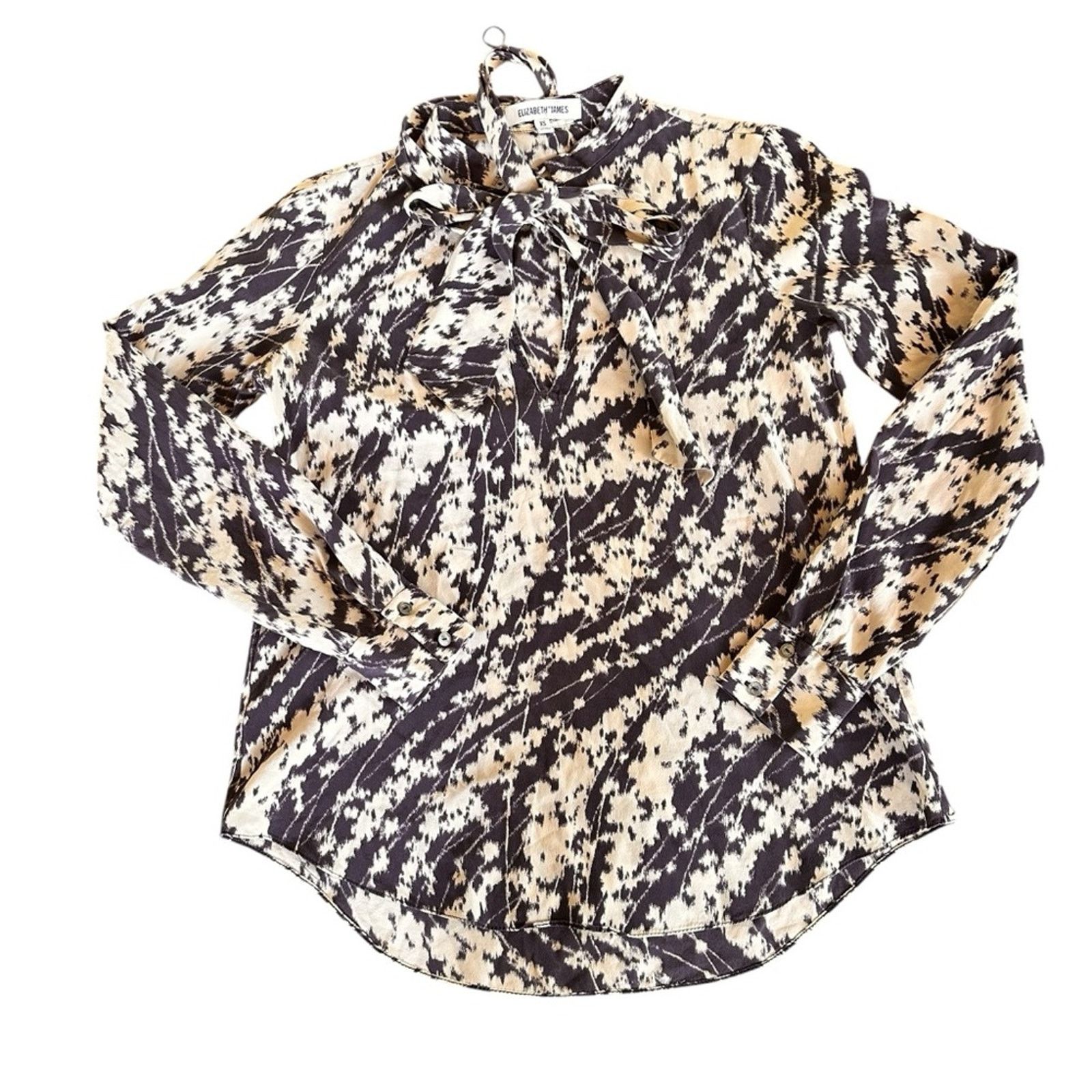 Elizabeth and James Elizabeth & James Silk Neck Bow Blouse – Blue/White Size XS / US 0-2 / IT 36-38 - 2 Thumbnail