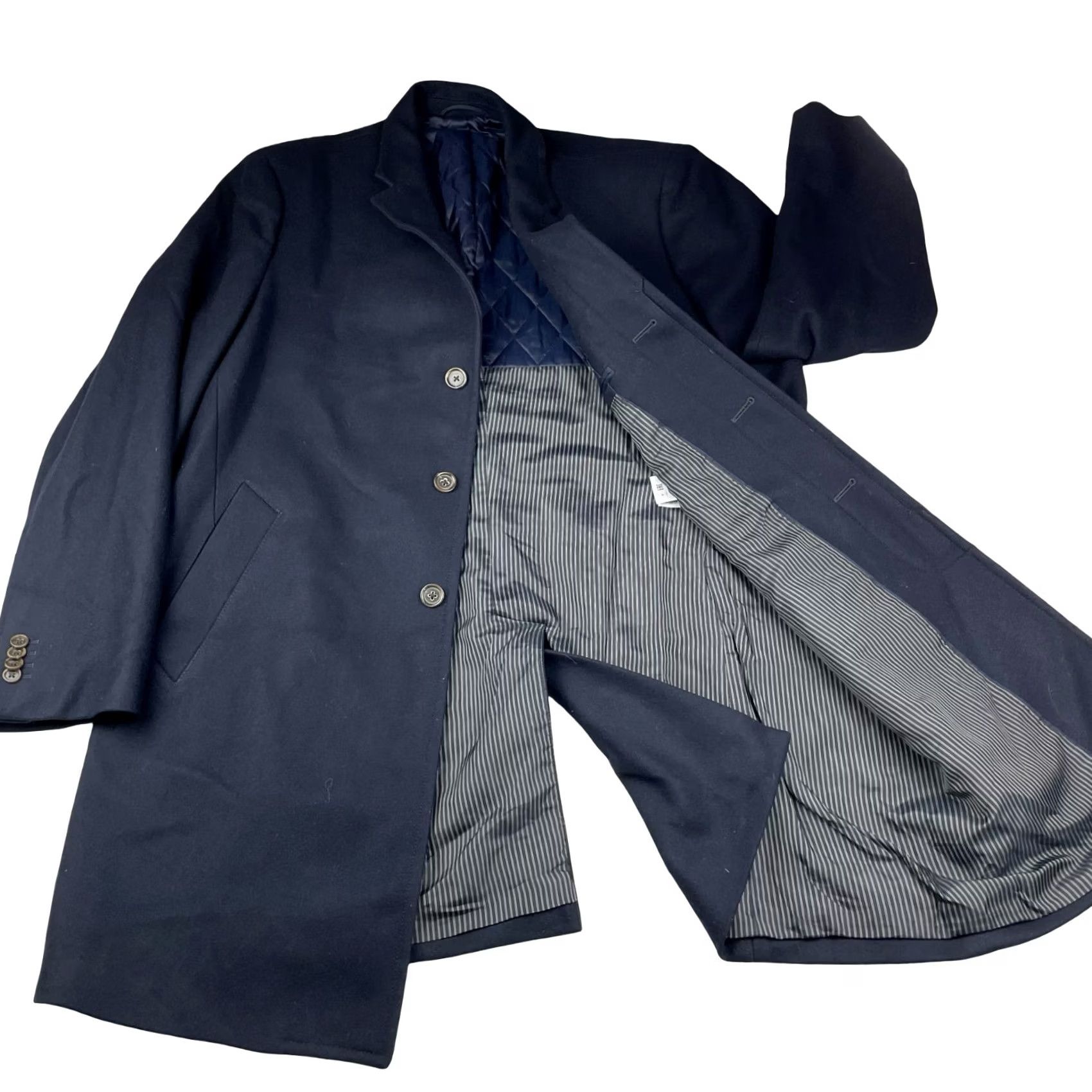 Ralph Lauren Banana Republic Men's Wool/Cashmere Trench Coat Navy Blue XL Size US XL / EU 56 / 4 - 3 Thumbnail