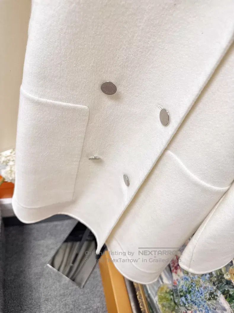 Hermes Hermes Cream White Cashmere Silver Buckle Double Breasted Size XS / US 0-2 / IT 36-38 - 3 Thumbnail