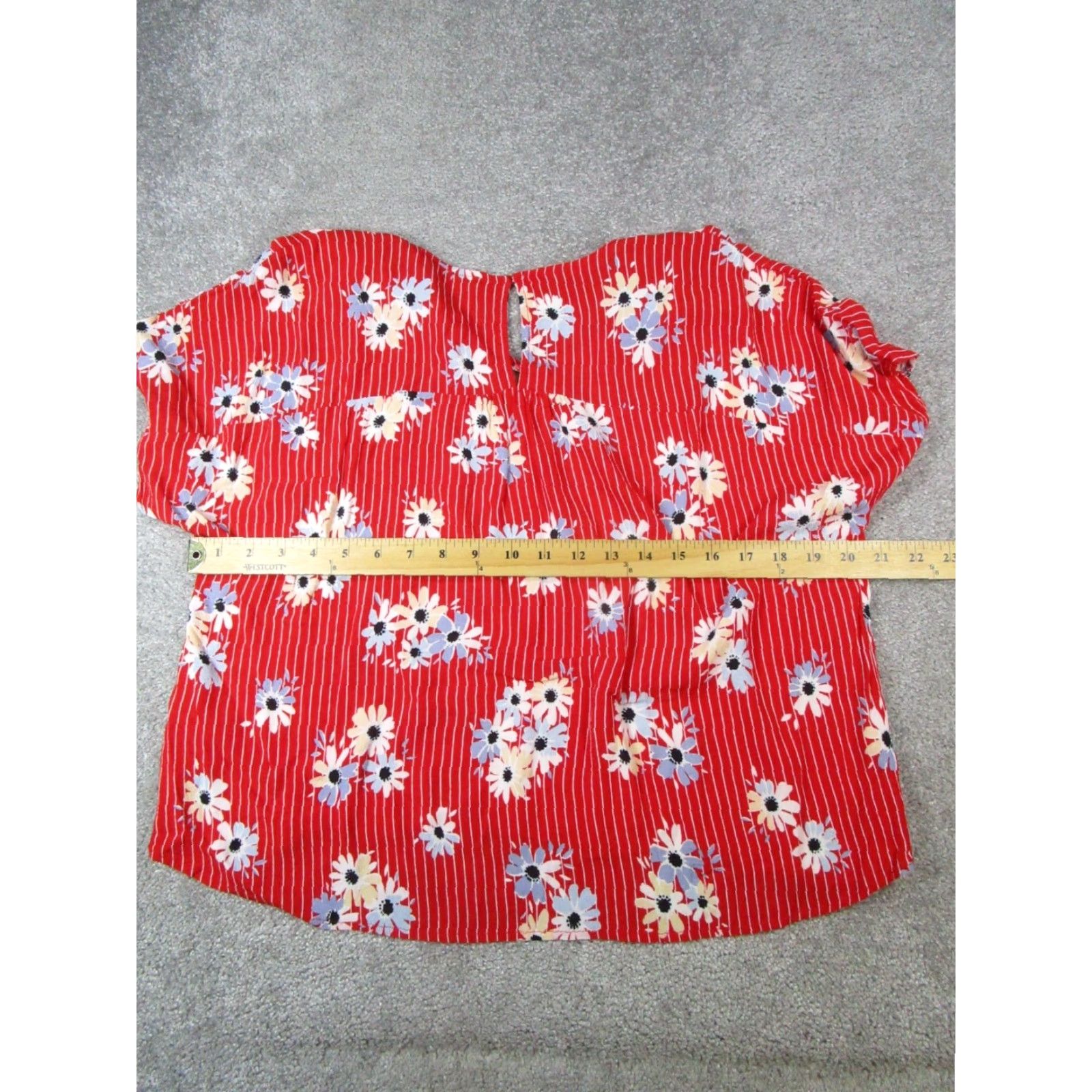 Madewell Madewell Shirt Womens XS Red Floral Top V-Neck Short Sleeve Blouse Casual Size XS / US 0-2 / IT 36-38 - 5 Thumbnail