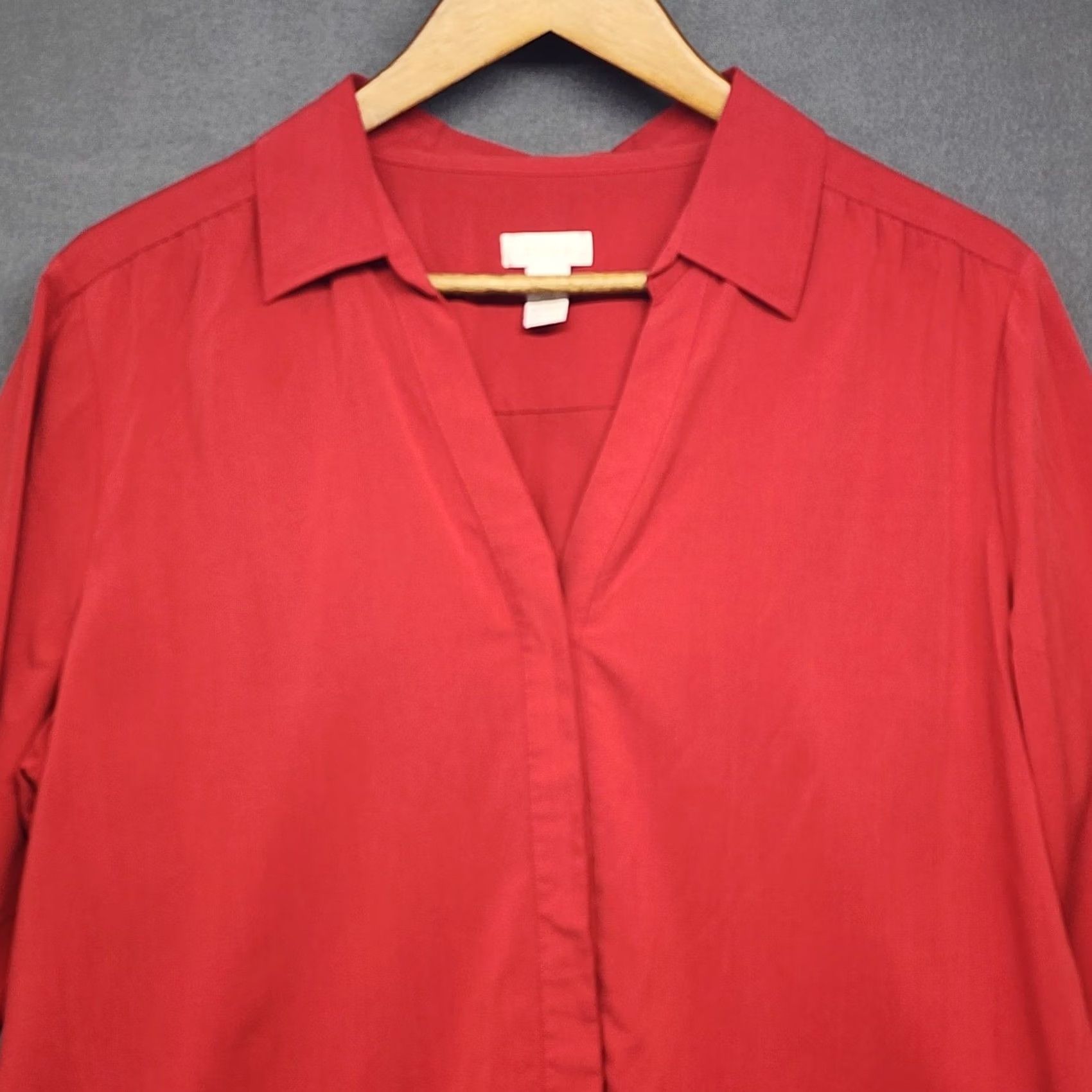 Vintage Chicos Top Womens Large Red Long Sleeve Button-Up Office Career Shirt, Button Size L / US 10 / IT 46 - 6 Thumbnail