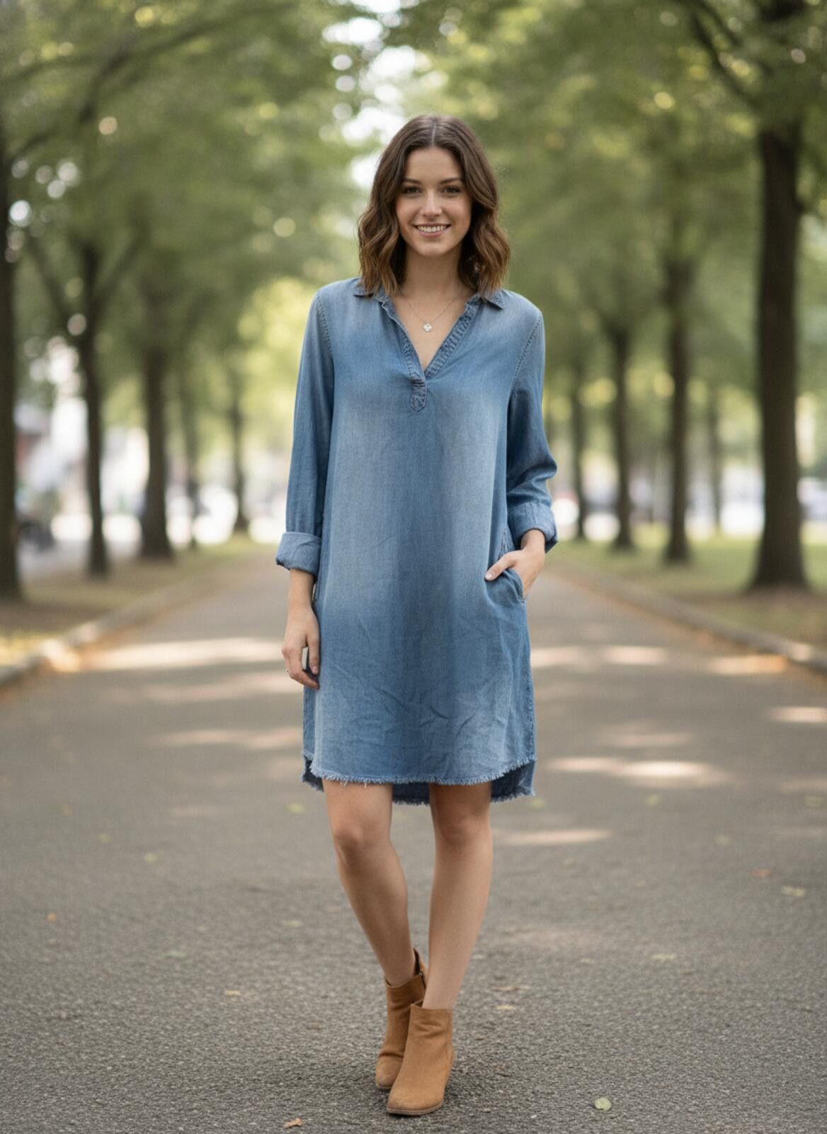 Other Chelsea & Violet Blue Denim Tunic Shirt Dress Long Sleeve S