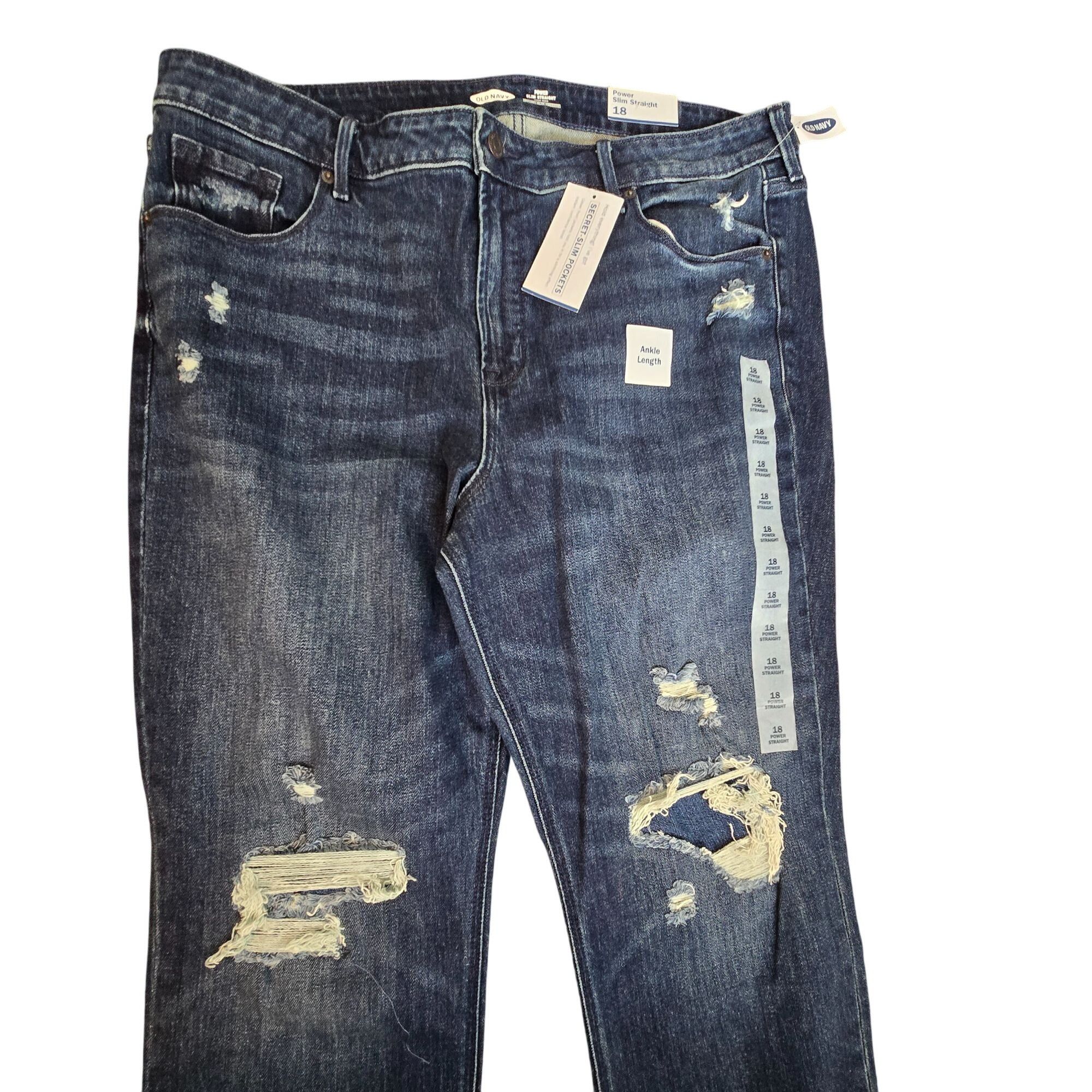 Old Navy Old Navy Jeans Size 18 Distressed Power Slim Straight High R Size 40" / US 18 - 6 Thumbnail