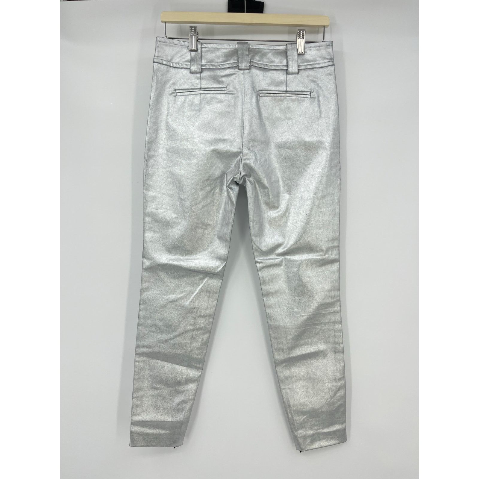 KHAITE KHAITE | Dresden Silver Metallic Low Rise Ankle Zip Pants 4 Size 27" / US 4 / IT 40 - 4 Thumbnail