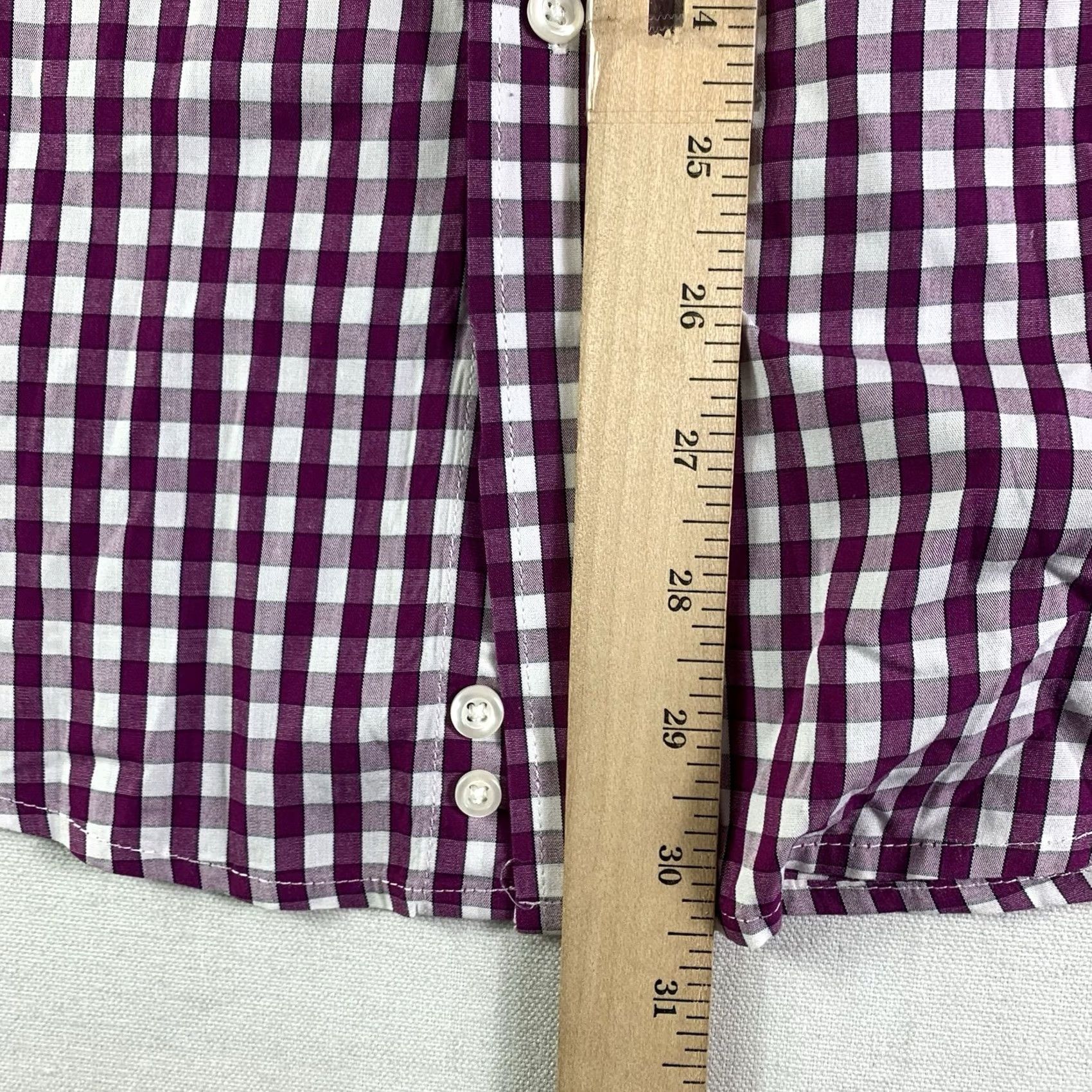 Vintage Bristol & Bull Dress Shirt Mens Medium Burgundy Red Check Button Up Long Sleeve Size 40R - 5 Thumbnail