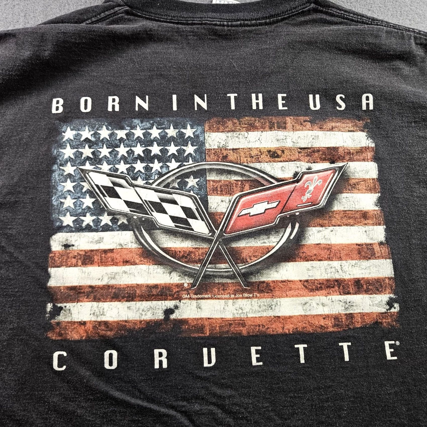 Delta VINTAGE Corvette Shirt Delta Mens Large Black Crew Neck Short Sleeve Graphic Print USA Flag Cars 90s Boys/Girls? Size US L / EU 52-54 / 3 - 7 Thumbnail