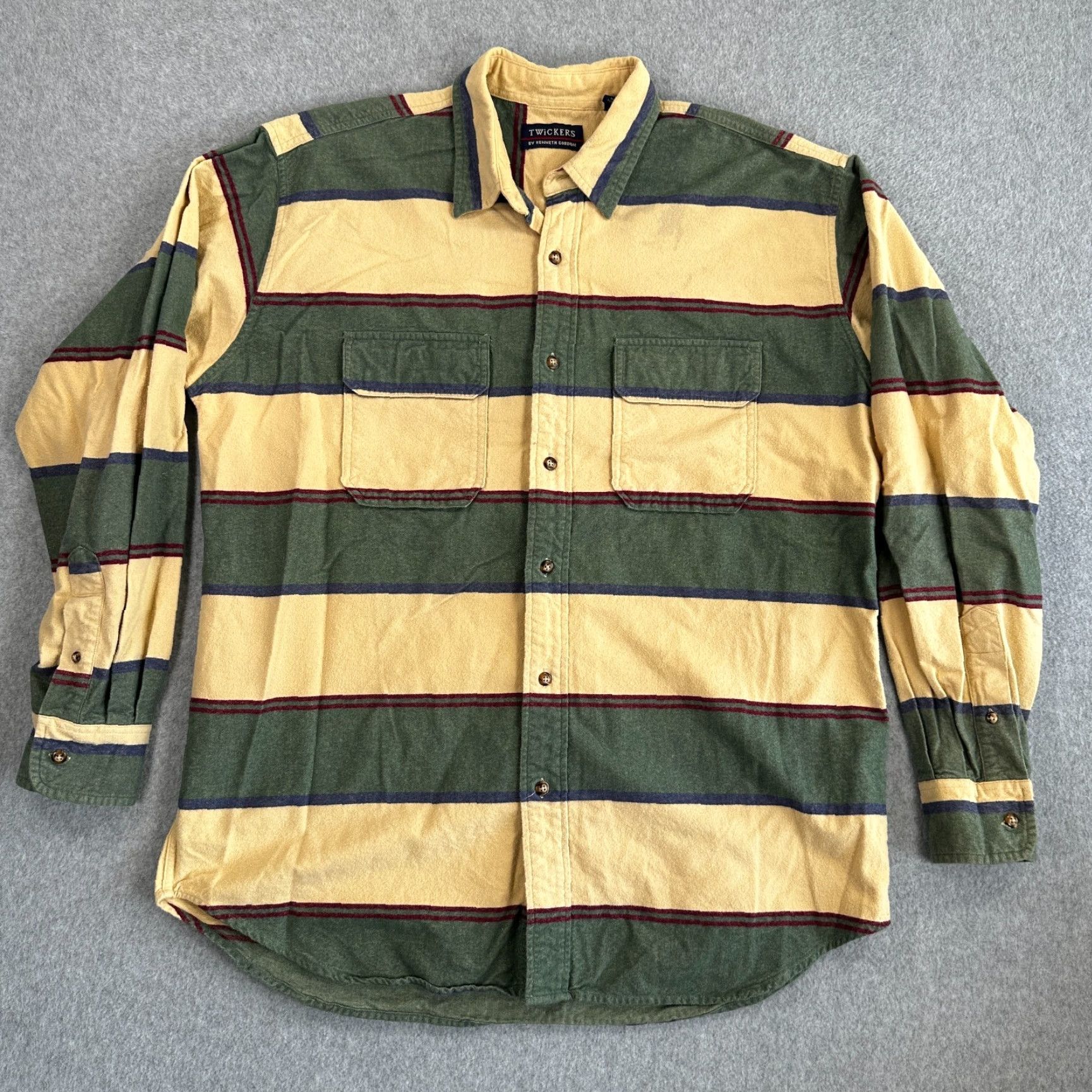 Vintage Twickers By Kenneth Gordon Button-Up Shirt Yellow Green Men's Size Large Size US L / EU 52-54 / 3 - 2 Thumbnail