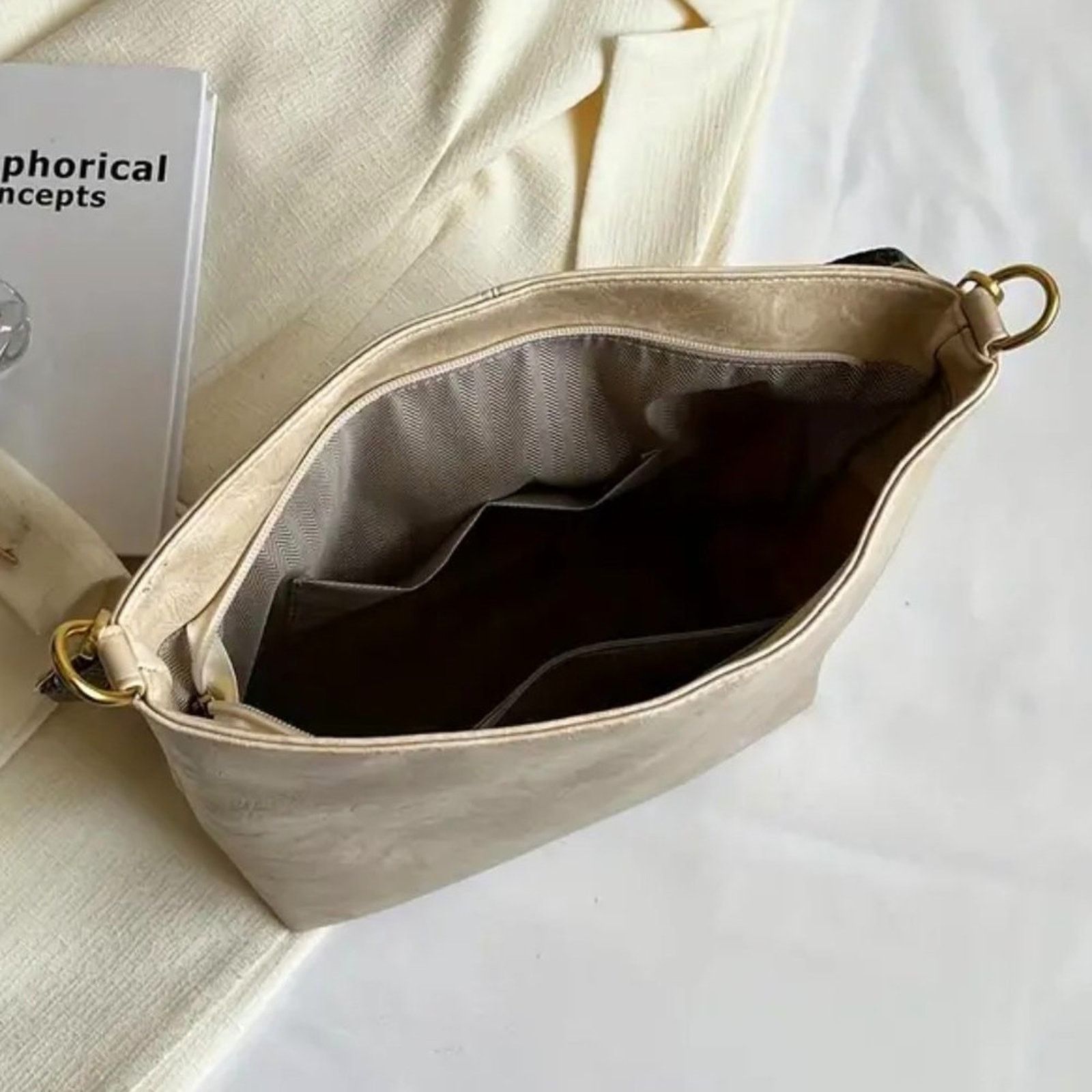 Other Art Deco Inspired PU Leather Crossbody Shoulder Bag - Beige Size ONE SIZE - 5 Thumbnail