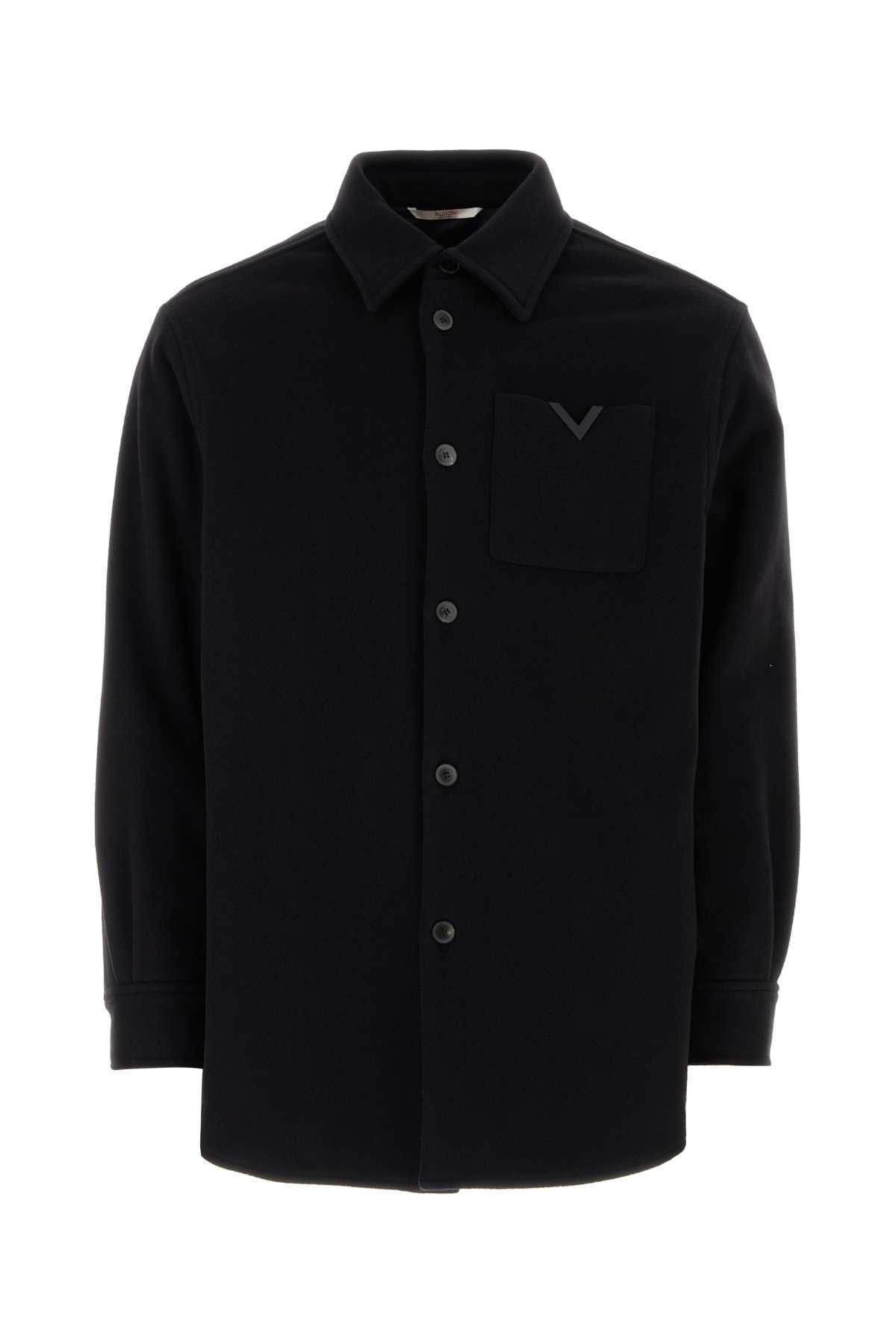 image of Valentino Garavani Midnight Blue Wool Blend Shirt, Men's (Size Medium)