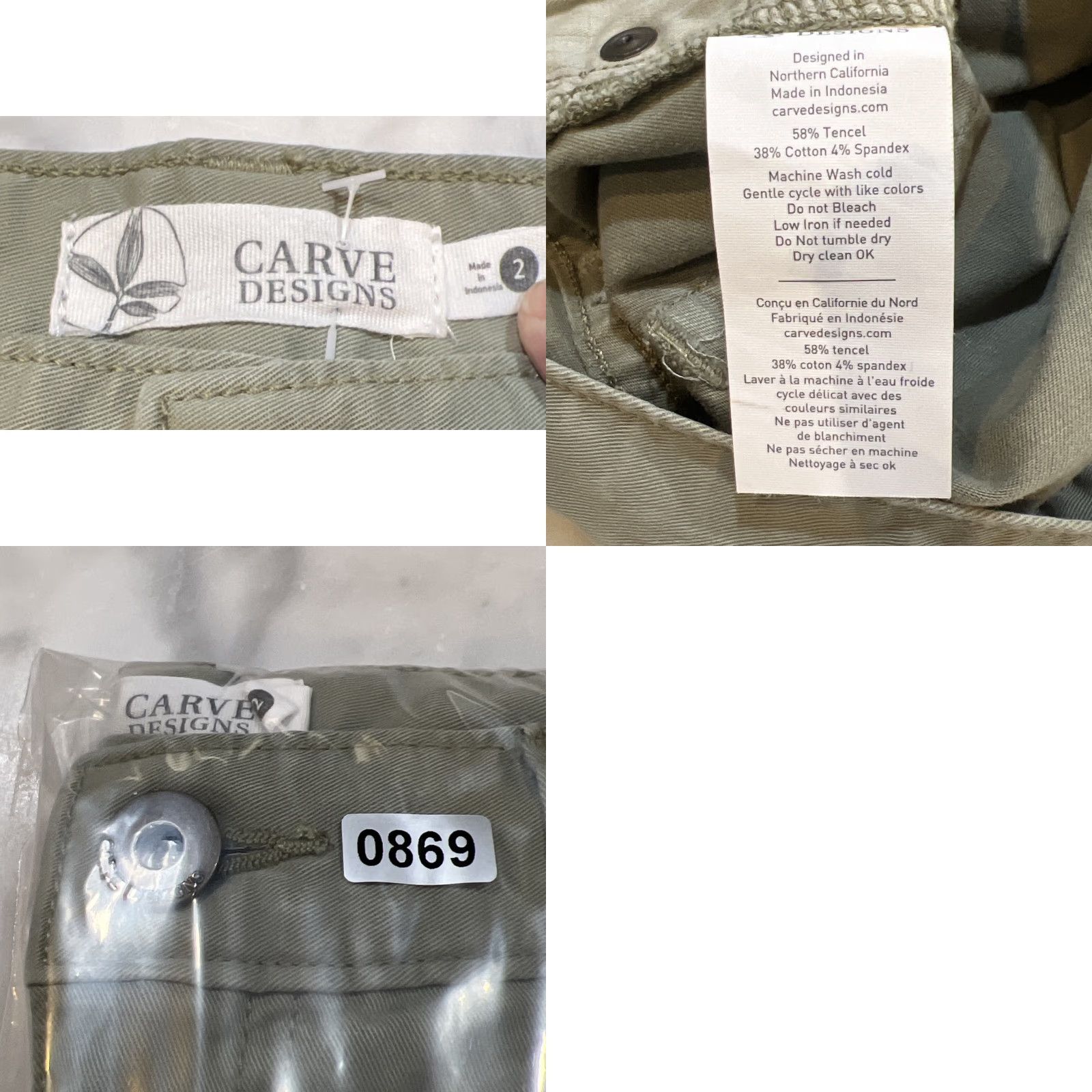 Vintage Carve Designs Women's Shorts Size 2 Sage Green Cut-Off Cotton Spandex Casual Activewear Size 26" / US 2 / IT 38 - 8 Thumbnail