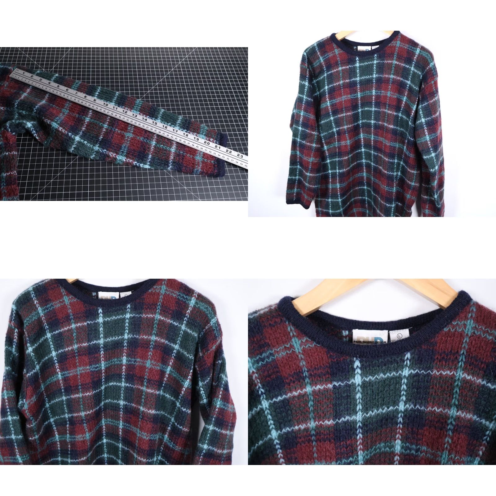 Vintage VINTAGE Paul Harris Mohair Sweater Women's Large Red Green Plaid Relaxed Oversized Knit Pullover Crew Neck Est. 90s Classic Preppy VINTAGE Size L / US 10 / IT 46 - 8 Thumbnail