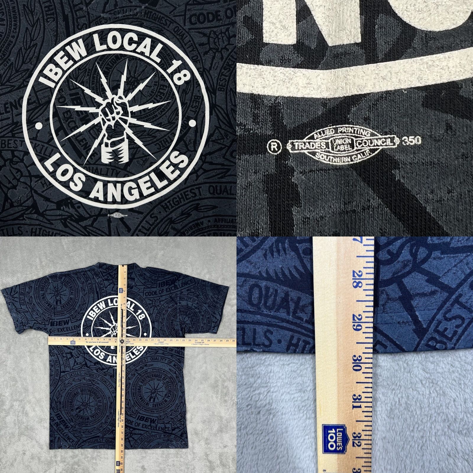 Vintage VINTAGE Union Made IBEW Local 18 Los Angeles T-Shirt Navy Blue XL Crew Neck Short Sleeve 100% Cotton Mens Union Logo 90s USA AOP Size US XL / EU 56 / 4 - 8 Thumbnail