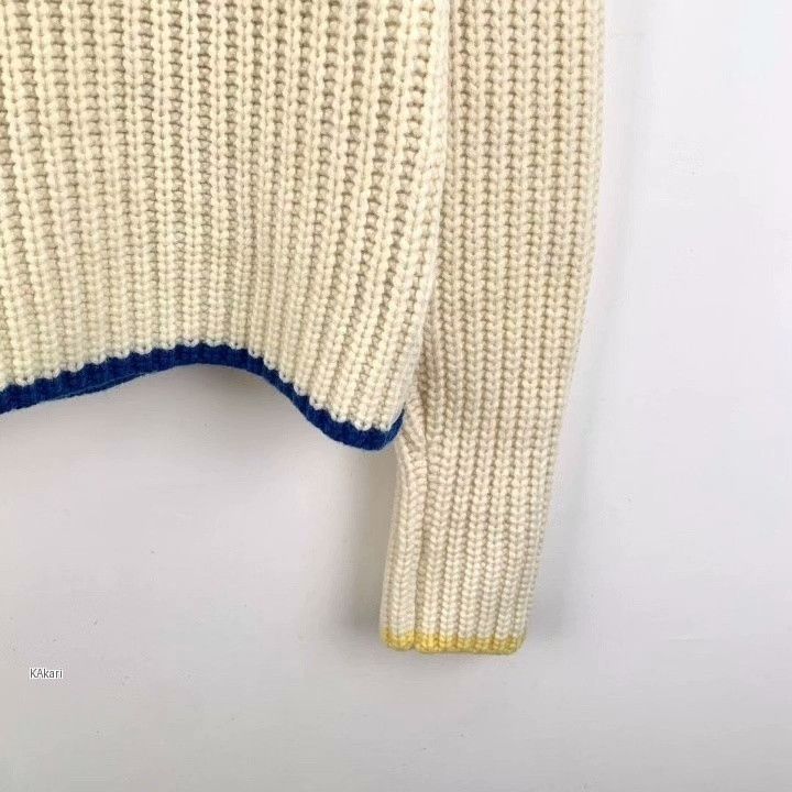 Thom Browne Thom Browne Beige Four-Bar Wool Crewneck Sweater Size US M / EU 48-50 / 2 - 4 Thumbnail