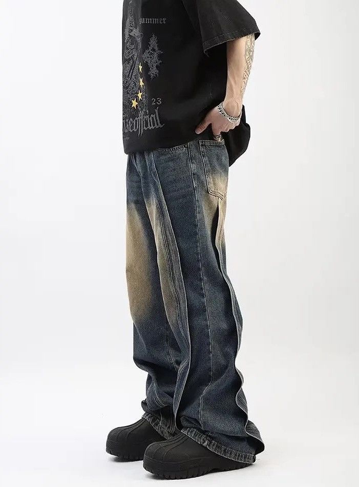 Jean × Vintage Striped Baggy Denim Jeans / Grunge y2k Size US 32 / EU 48 - 4 Thumbnail