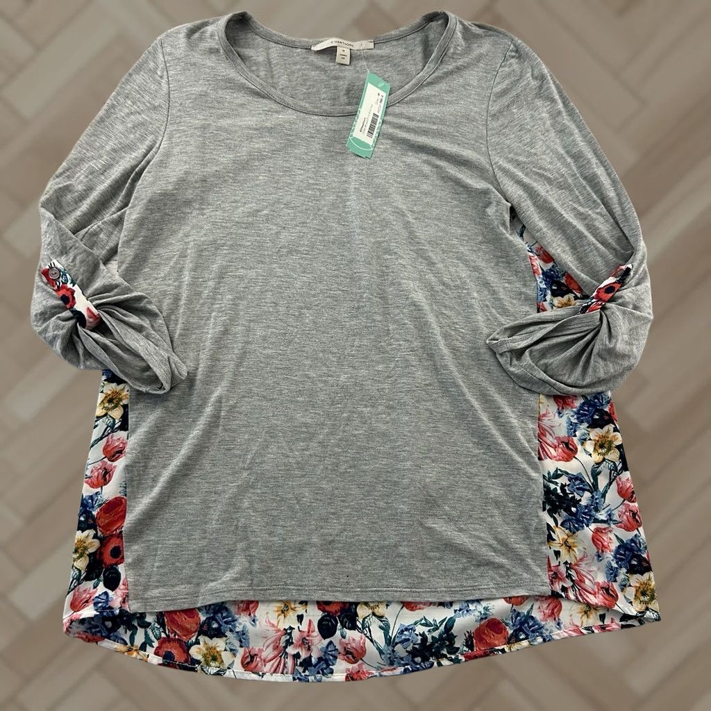 Vintage Stitch Fix Blouse Women's M Gray Knit Top Dido Mixed Print Hawthorne 41 Vintage? Size M / US 6-8 / IT 42-44 - 1 Thumbnail