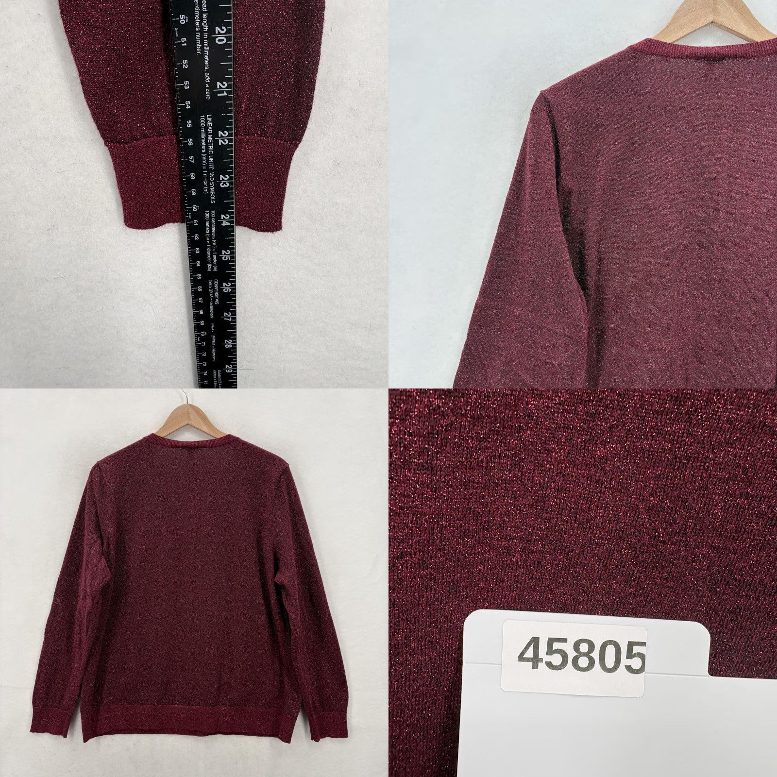 Talbots VINTAGE Talbots Cardigan Sweater Womens 2X Burgundy Metallic Button Up Sparkle Holiday Size XXL / US 16-18 / IT 52-54 - 8 Thumbnail