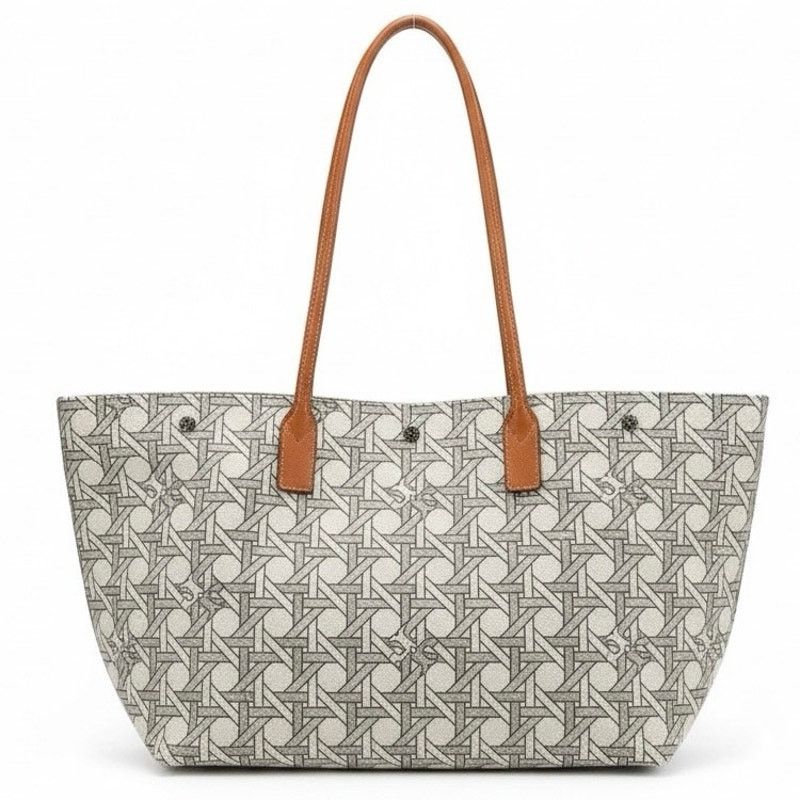 Tory Burch Ever-Ready Tote Bag Basketweave Geometric Large, Women's