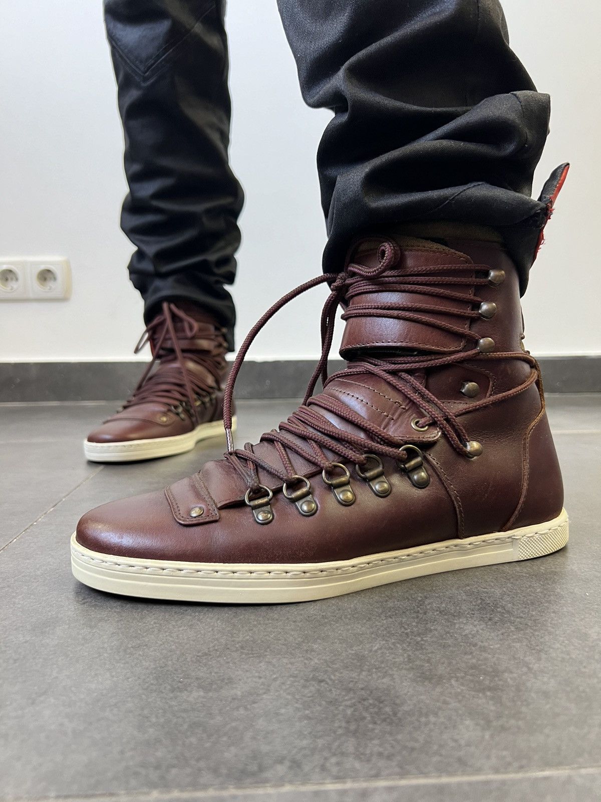 RAF Simons AW 2010 multi-lace type high top leather sneakers