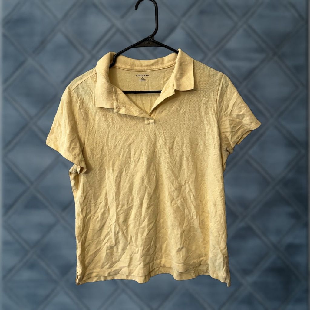 Lands' End VINTAGE Lands' End Polo Shirt Solid Yellow Short Sleeve Women L 14-16 Adult Large Size Shirt Ladies Yellow Polo Size L / US 10 / IT 46 - 1 Thumbnail