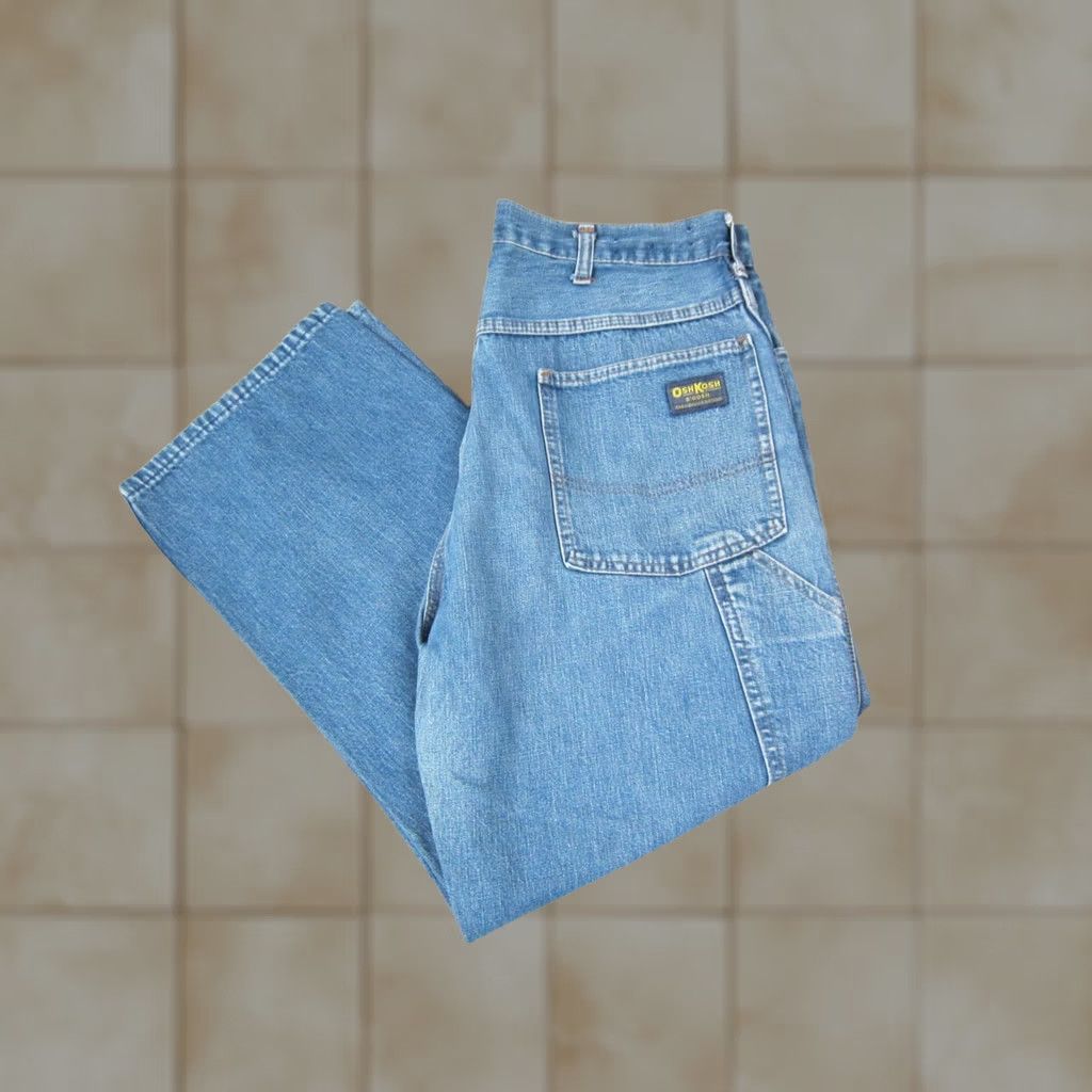 Vintage VINTAGE Oshkosh Jeans Mens 32x25 Blue Denim Baggy Carpenter Zip 70s 5-Pocket Mens Jeans Blue 90s Cowboy Retro - OshKosh B'gosh Size US 32 / EU 48 - 1 Thumbnail