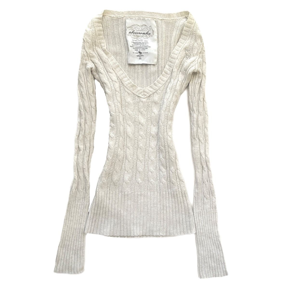 Abercrombie & Fitch y2k abercrombie & fitch cream cable knit long sleeve sweater Size XS / US 0-2 / IT 36-38 - 1 Preview