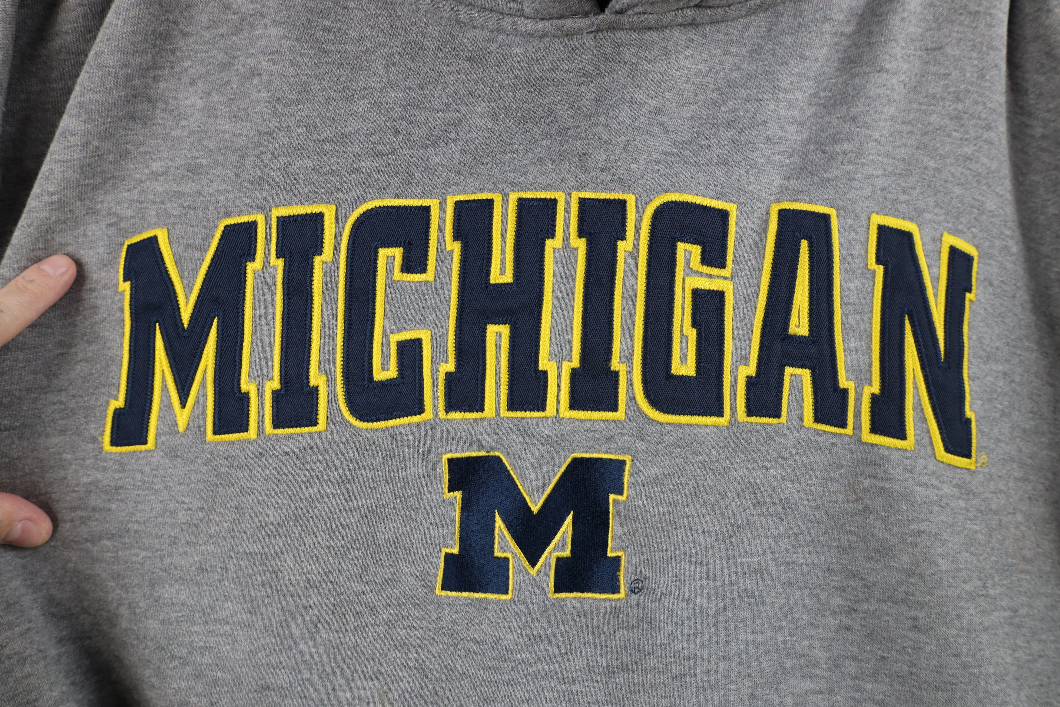 Vintage Vintage 90s Spell Out University of Michigan Hoodie Gray Size US XXL / EU 58 / 5 - 6 Thumbnail