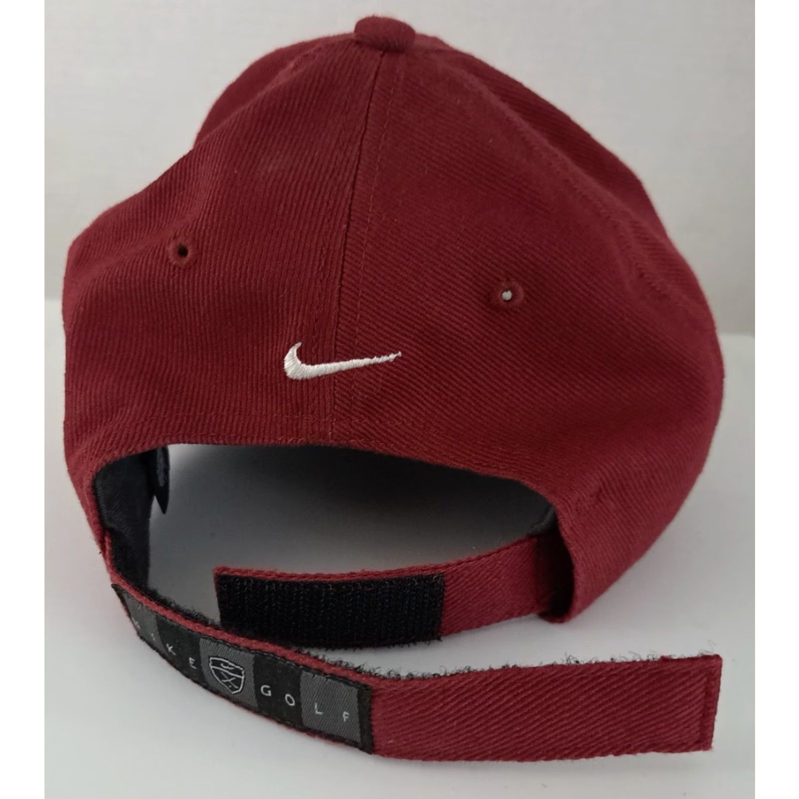 Nike VINTAGE Nike Burgundy Cotton Embroidered Adjustable Golf Hat Mens Womens Unisex One Size Red Sports Adjustable Reversible Canvas Cotton Hat Size ONE SIZE - 3 Thumbnail
